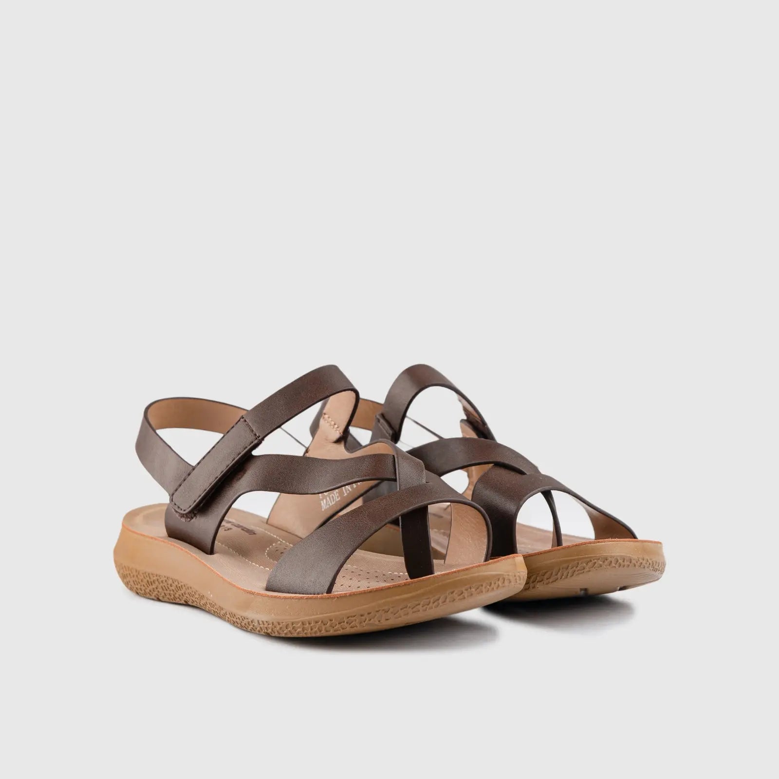 Ladies Strap Sandal Brown 10339