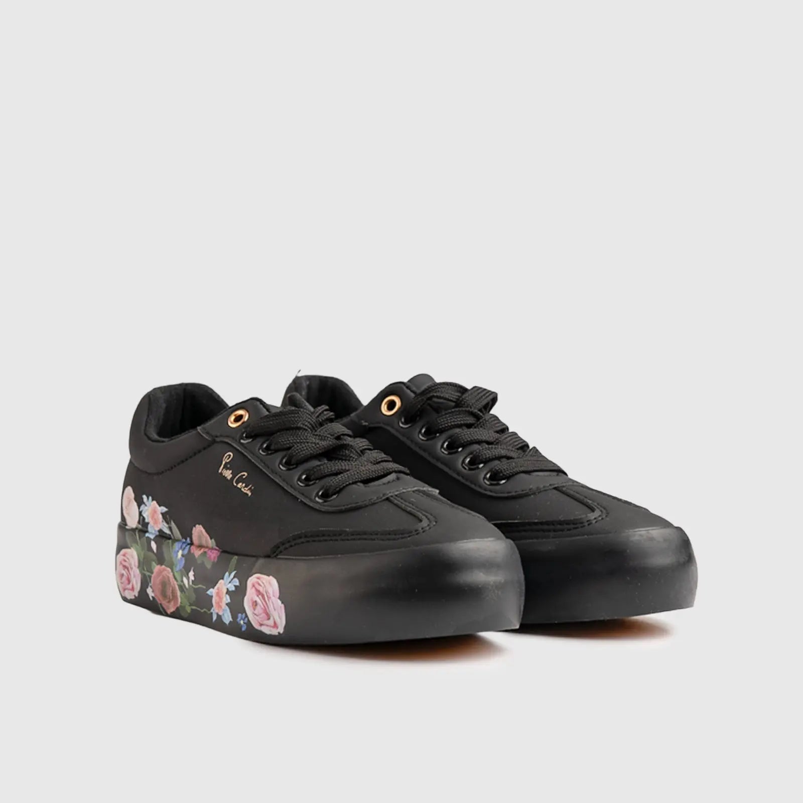Ladies Sneaker Black Floral 10577