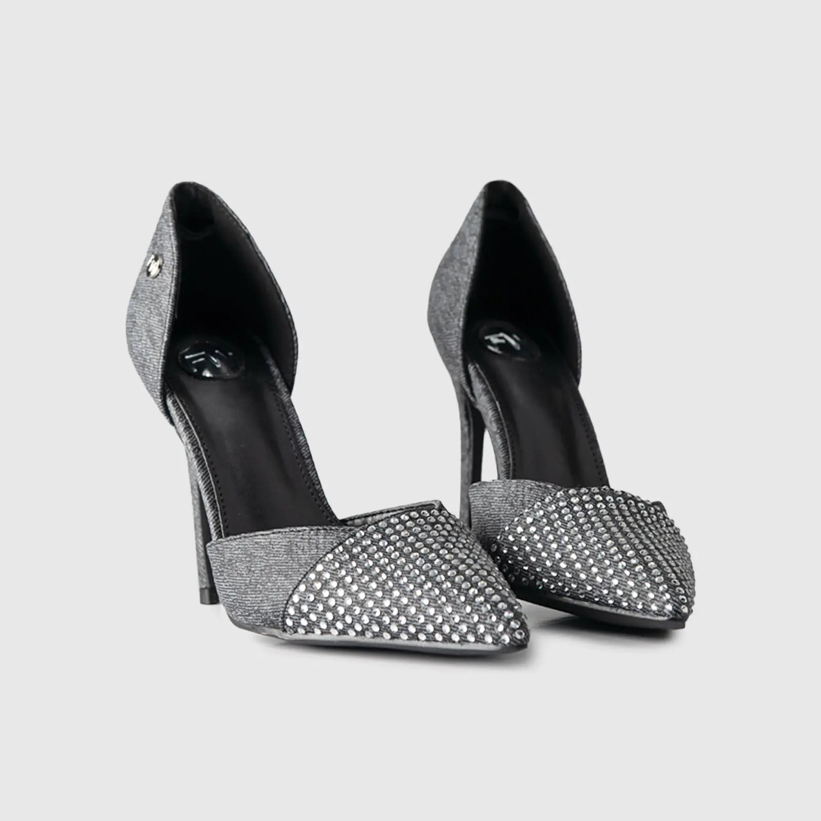 Dress Court Shoe Black Denim 01592