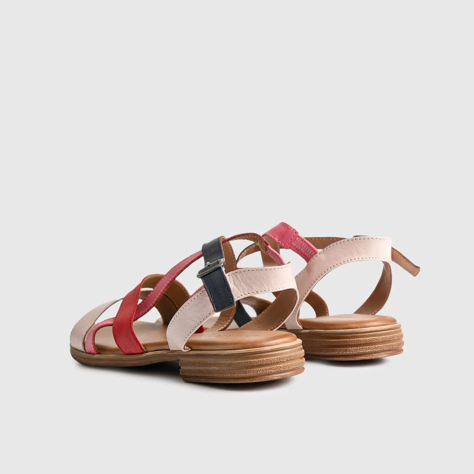 Leather Flat Comfort Sandals Multi 7029