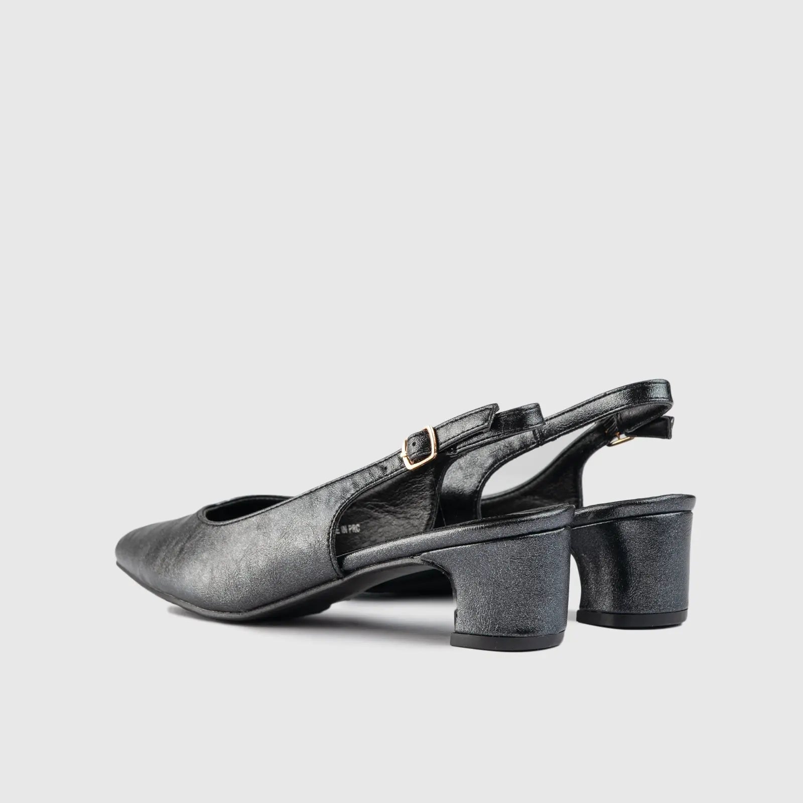 Sling Back Block Heel Court Black 10532