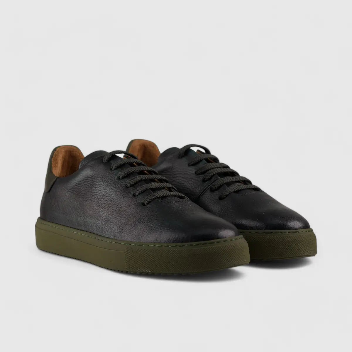 Formales Lace Up Leather Sneaker Olive 4289