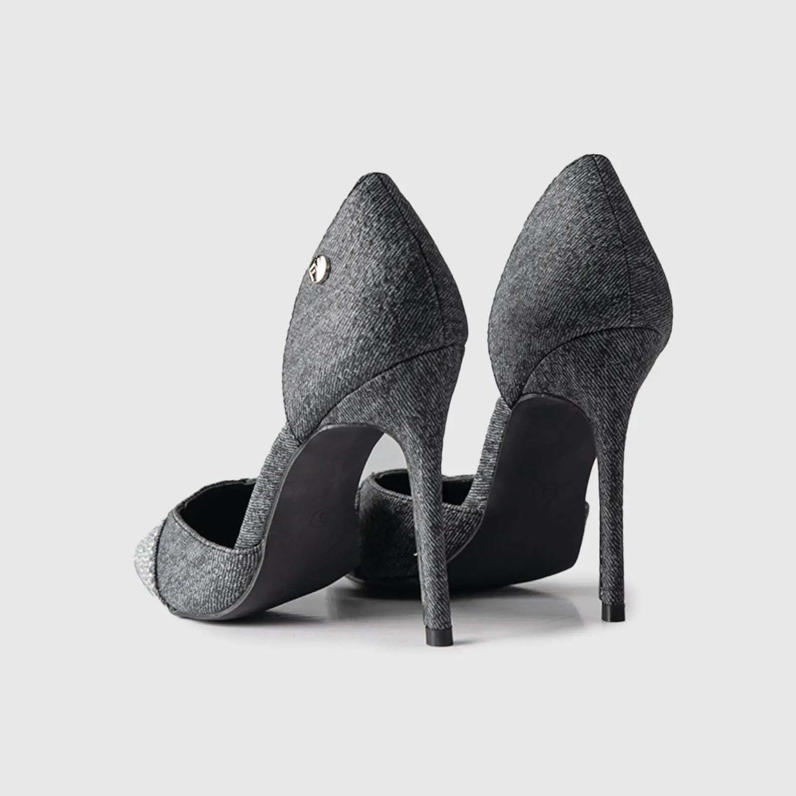Dress Court Shoe Black Denim 01592