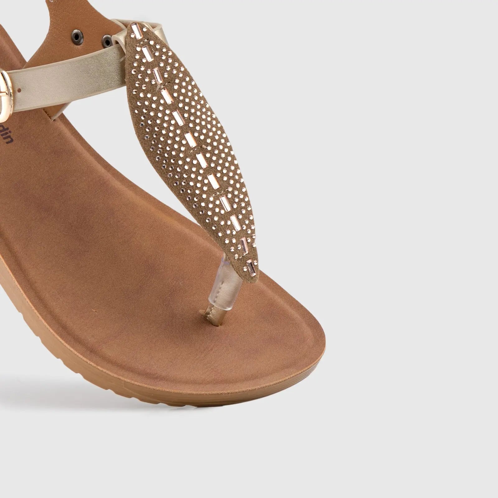 Ladies Thong Strap Sandal Gold 10511