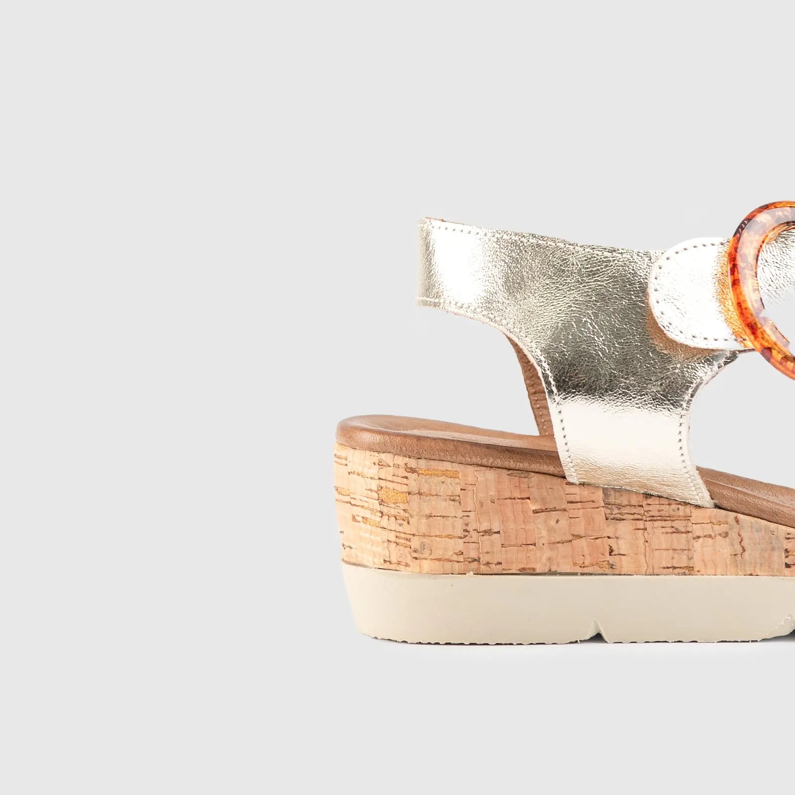 Leather Comfort Wedges Beige/Gold 406