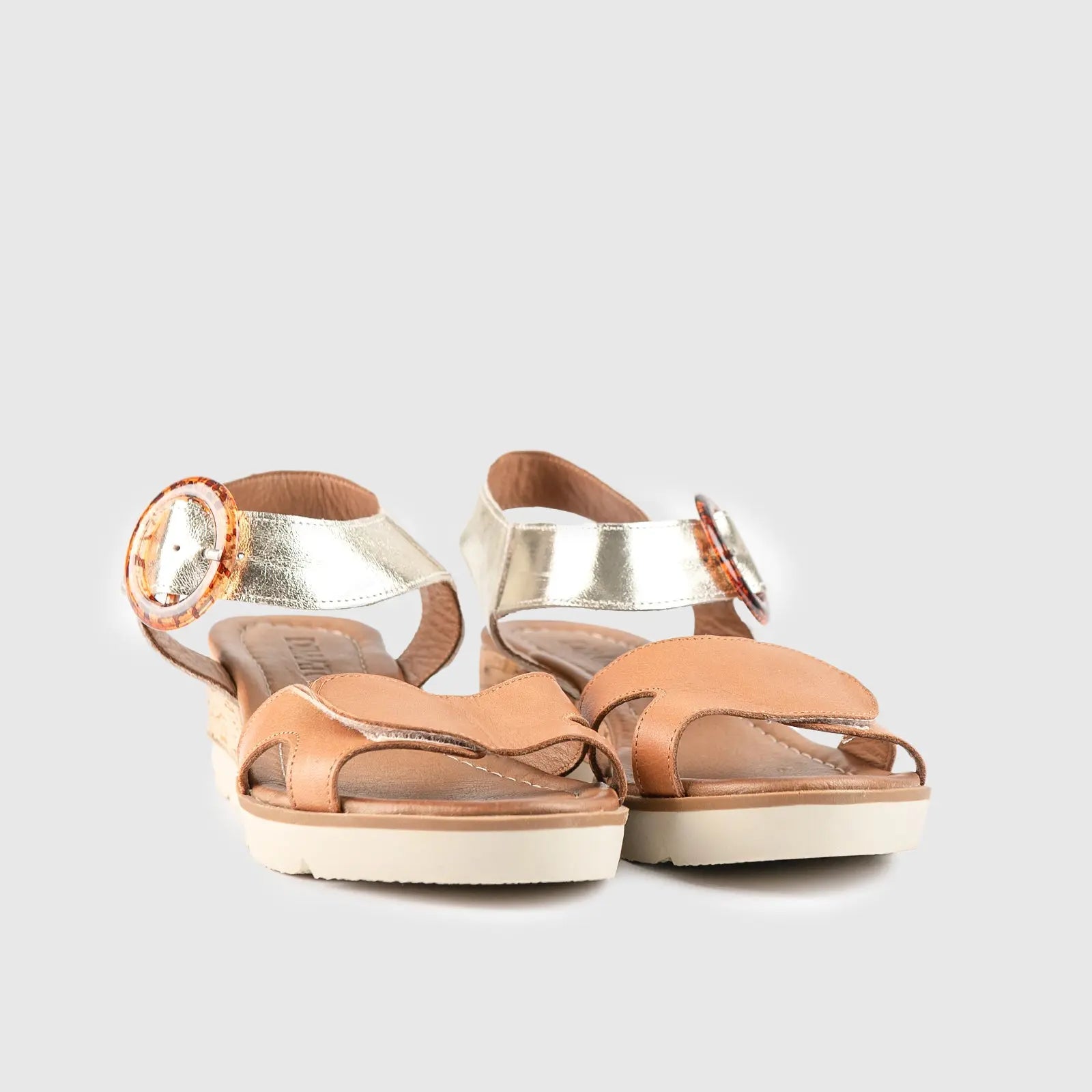 Leather Comfort Wedges Beige/Gold 406