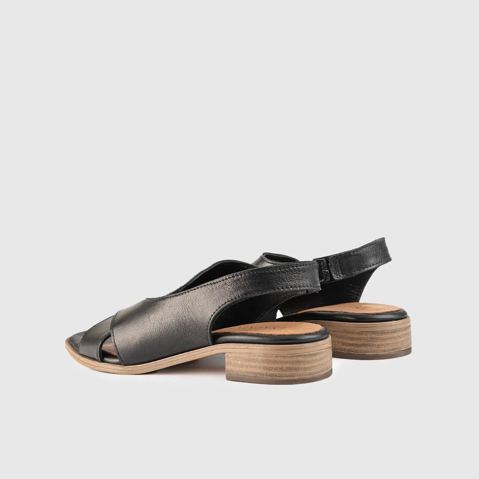 Leather Comfort Block Heel Sandal 8516 Black