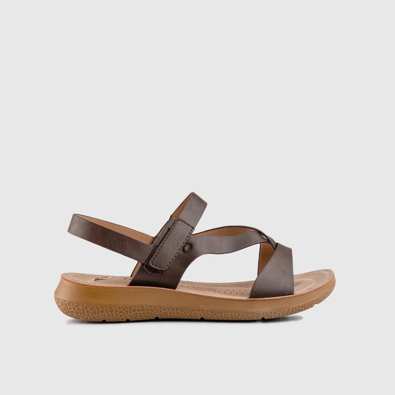 Ladies Strap Sandal Brown 10339