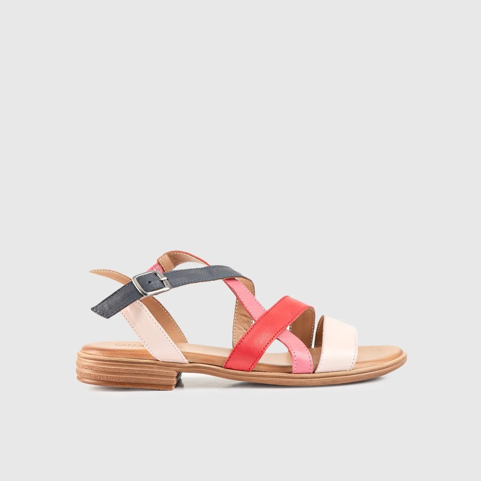 Leather Flat Comfort Sandals Multi 7029