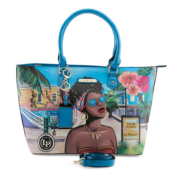 LA PHILIPE LP1021-8 BLUE IN BAHAMAS HANDBAG-TOTE
