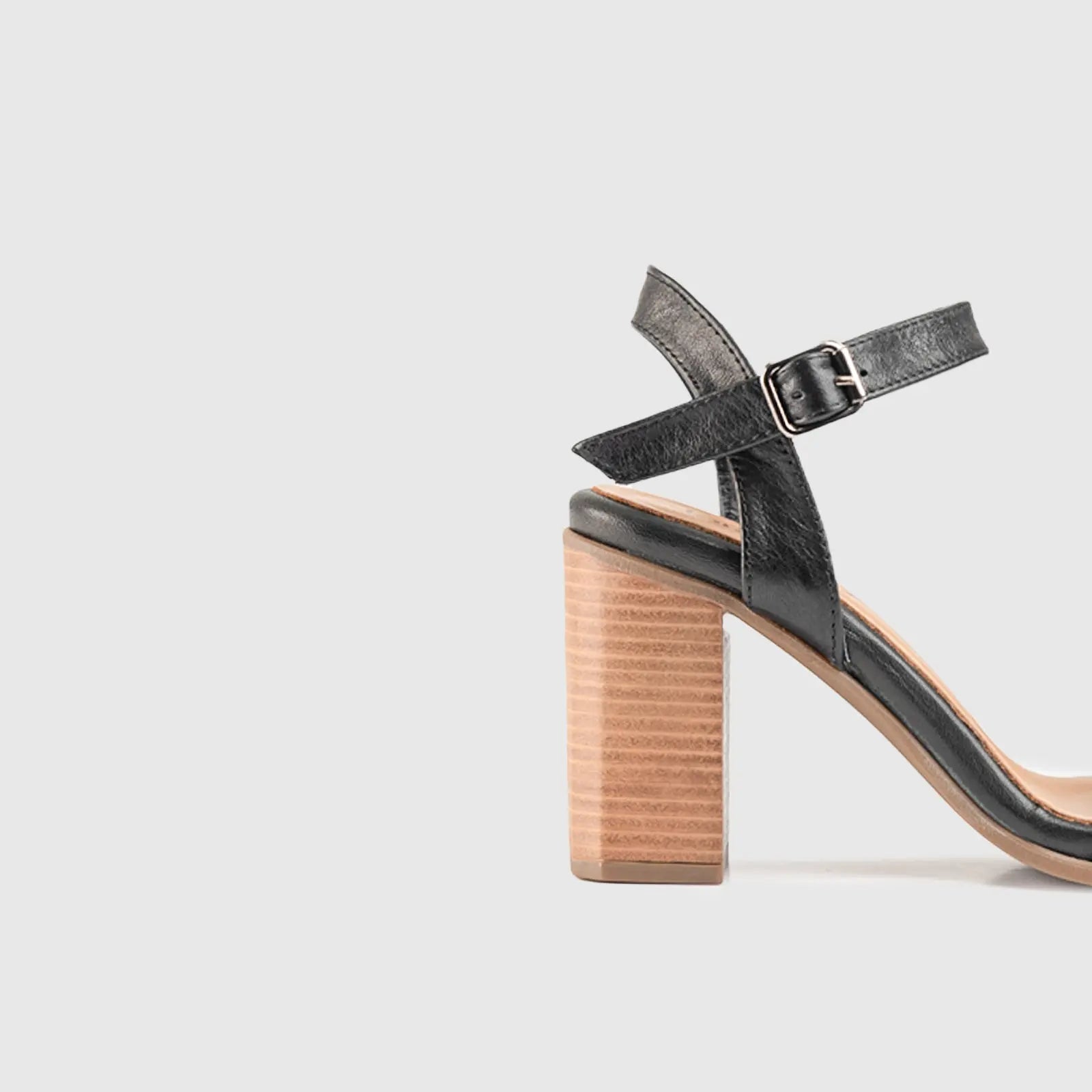 Leather Comfort High Heel Sandal Black 7101