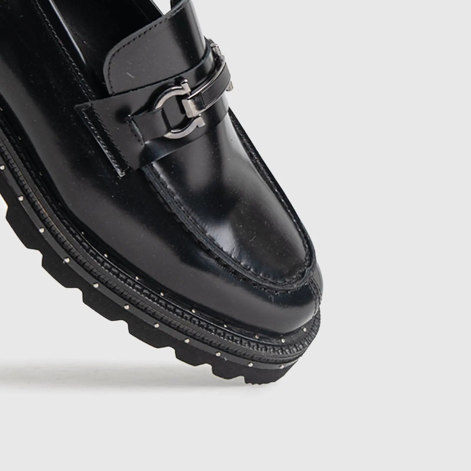 Chunky Sole Dress Loafers Black 4521