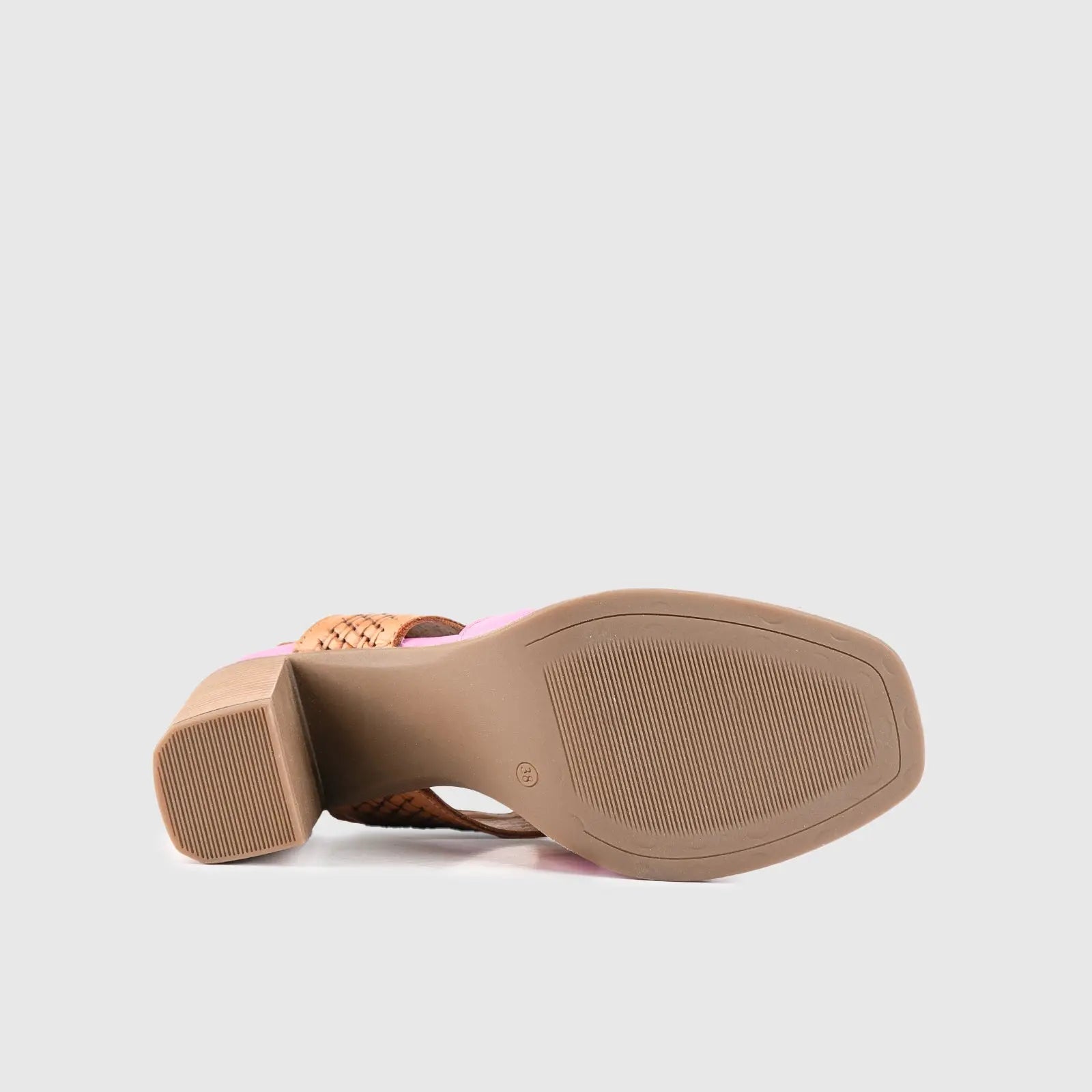 Leather Comfort High Heel Sandal Pink/Brown 8335