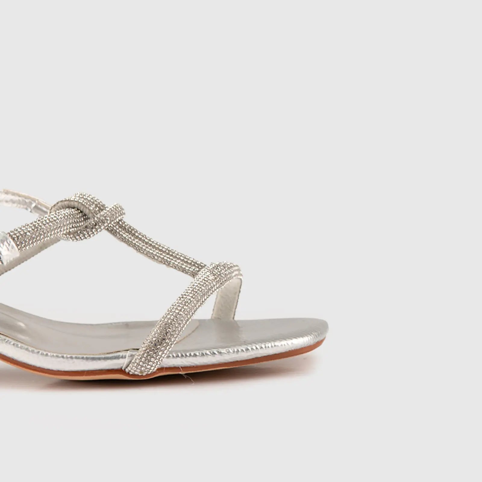 Block Heel Evening Sandal Silver 01613