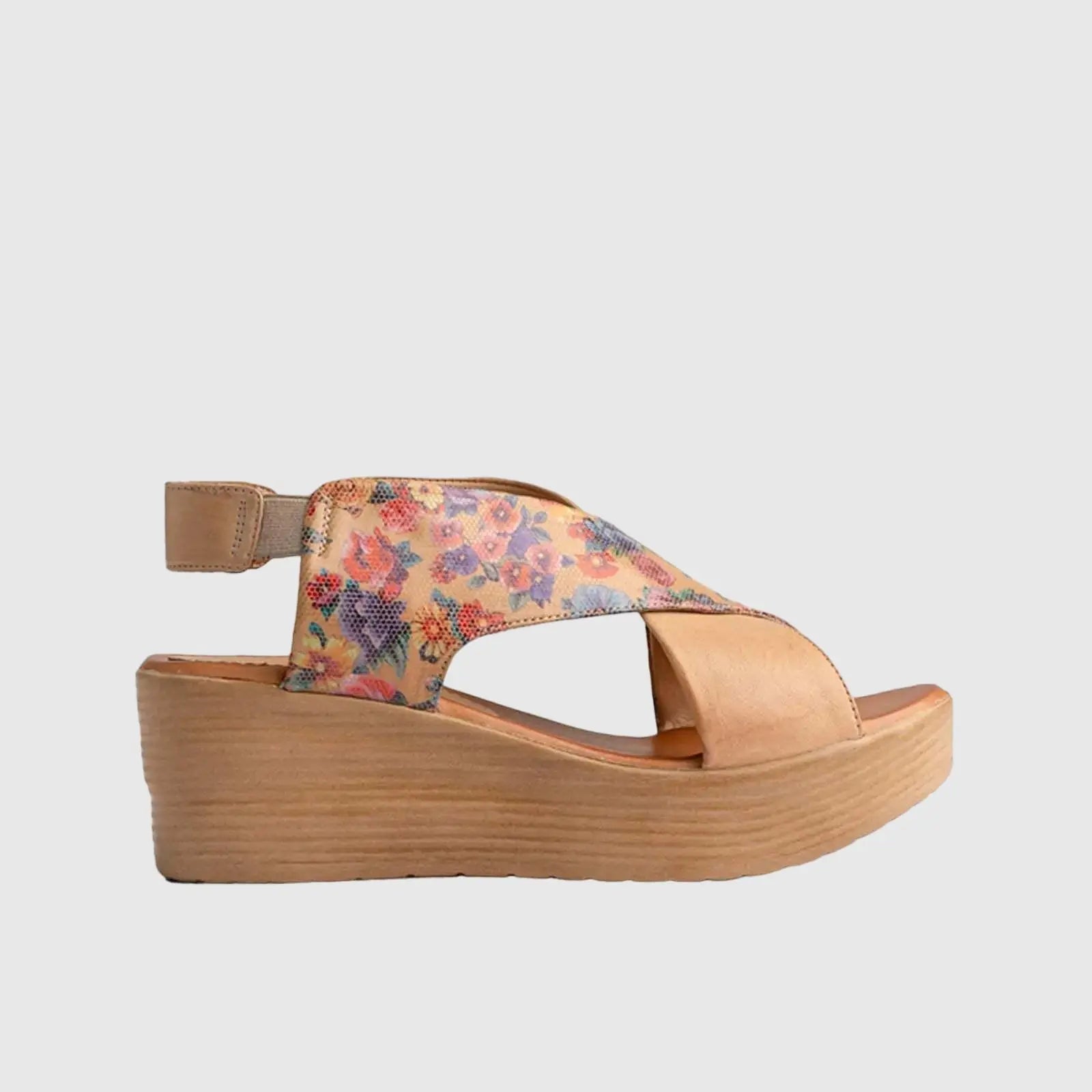 Leather Comfort Wedges Beige Multi 9010