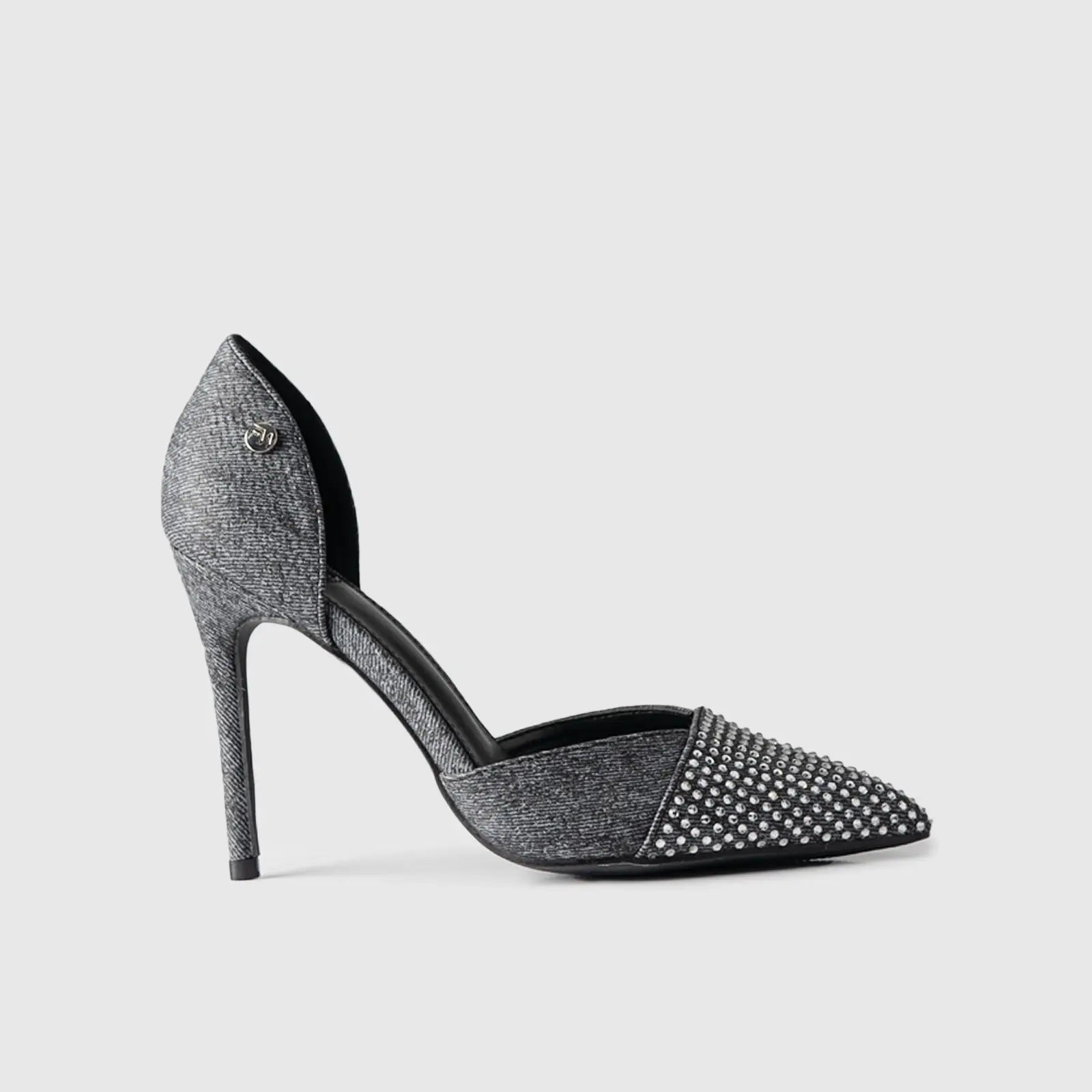 Dress Court Shoe Black Denim 01592