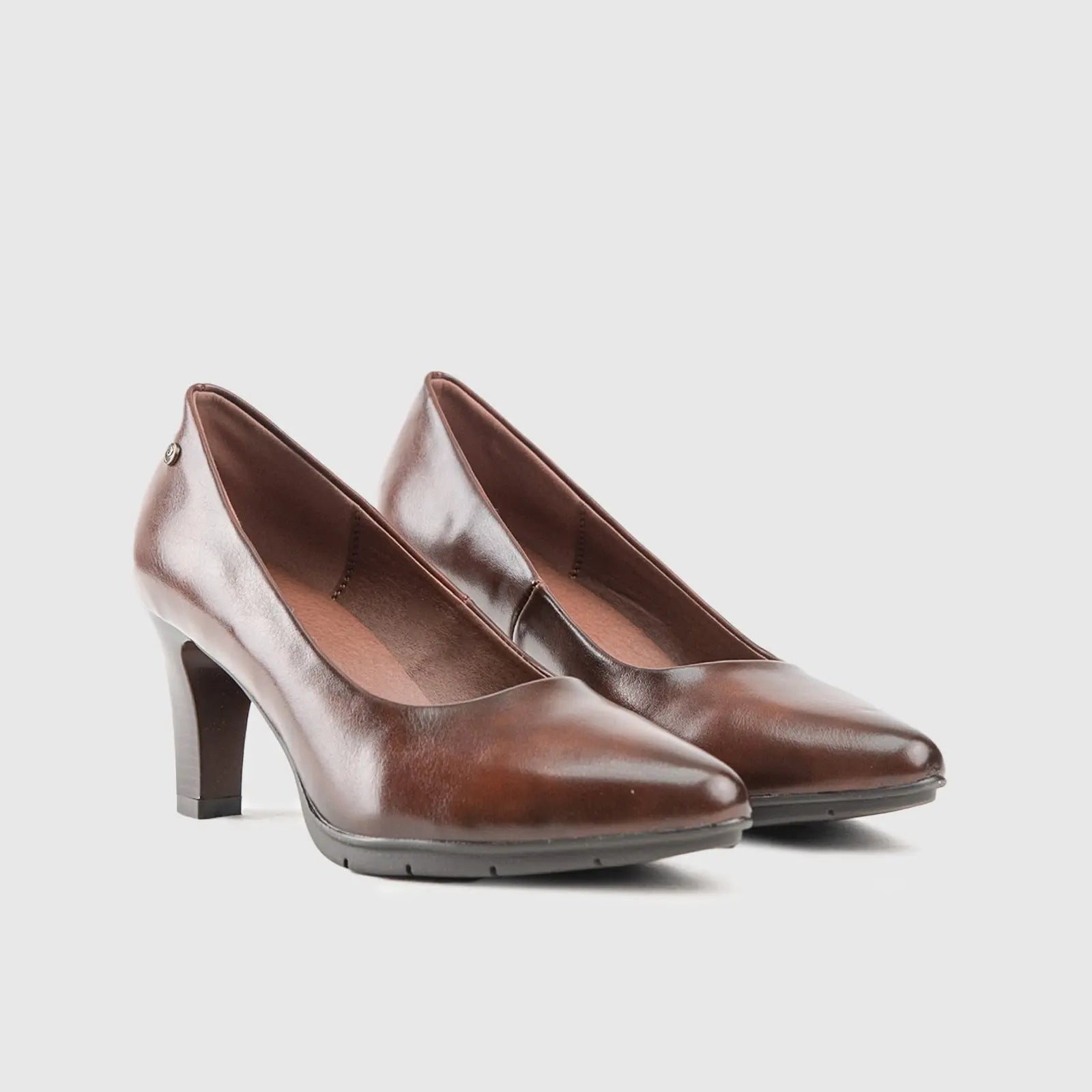 Block Heel Court Shoe 10283 Brown