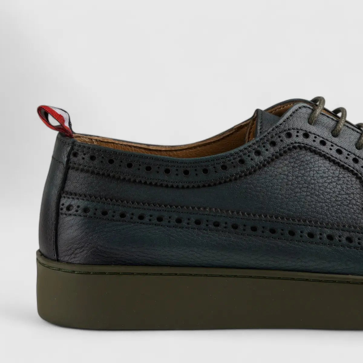 Formales Lace Up Leather Sneaker Olive 4346