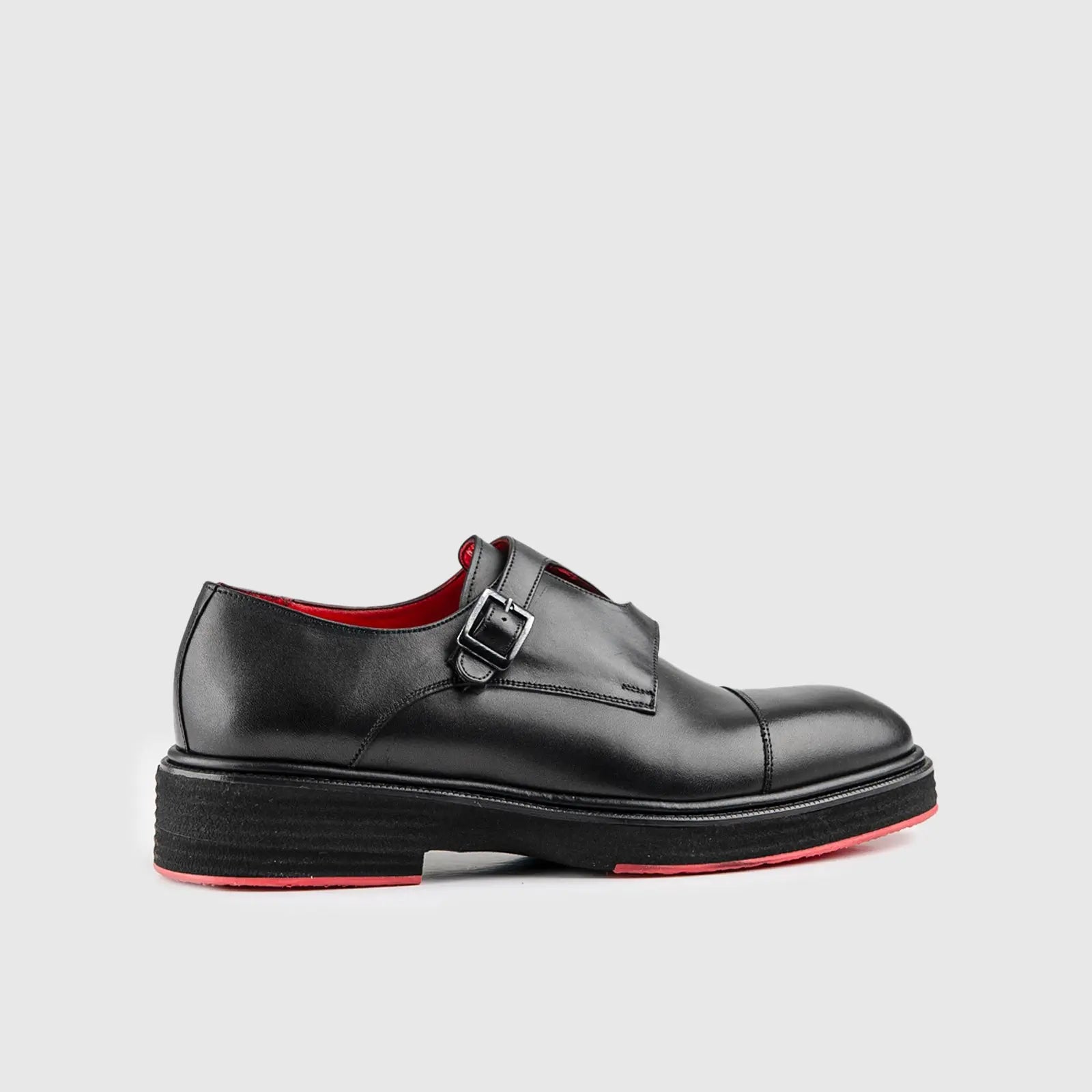 Chunky Sole Dress Monk Strap Loafers Black 0156