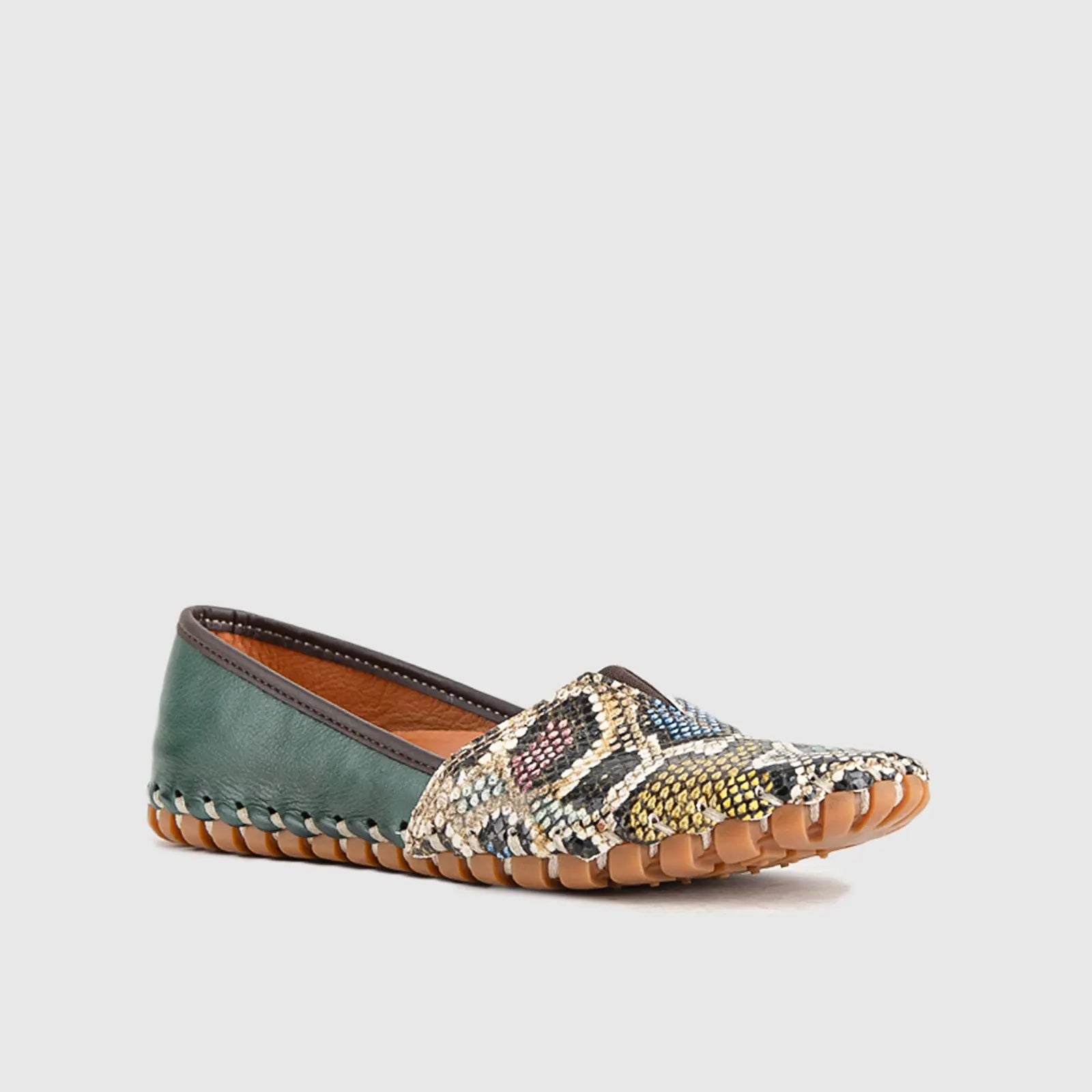 Comfort Leather Pumps Casuals 1203 Green Multi