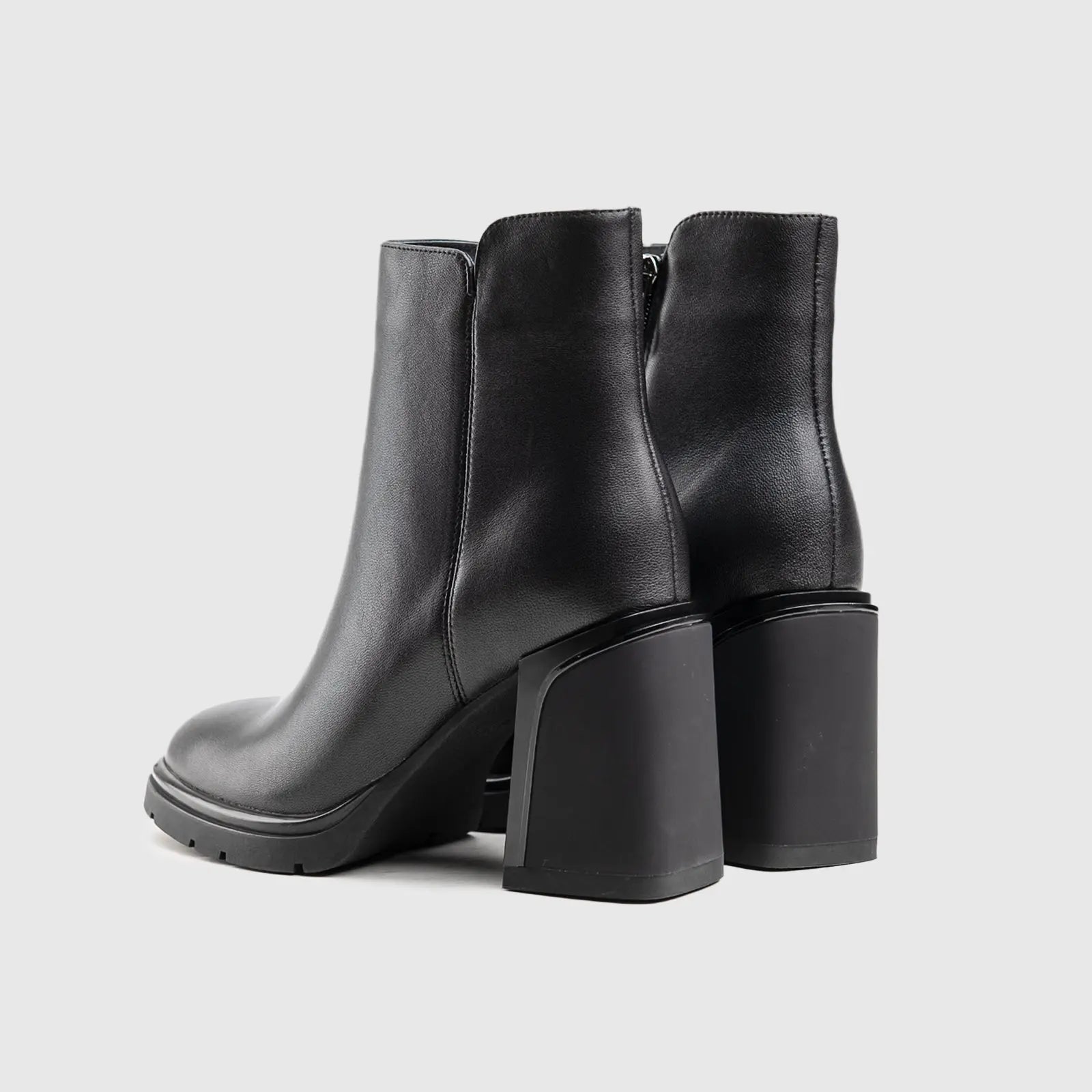 Leather Ankle Heel Dress Boots Black Lar011
