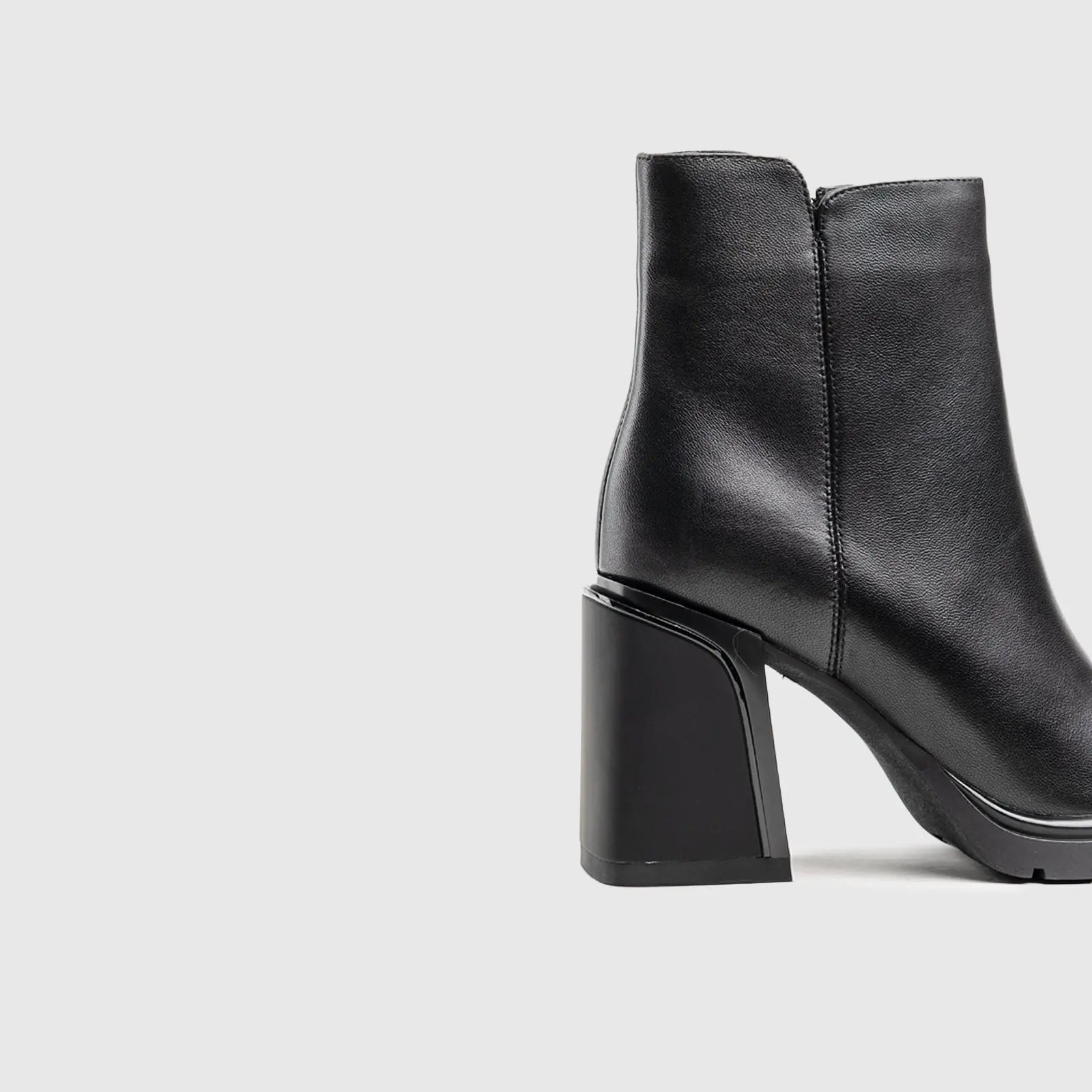 Leather Ankle Heel Dress Boots Black Lar011