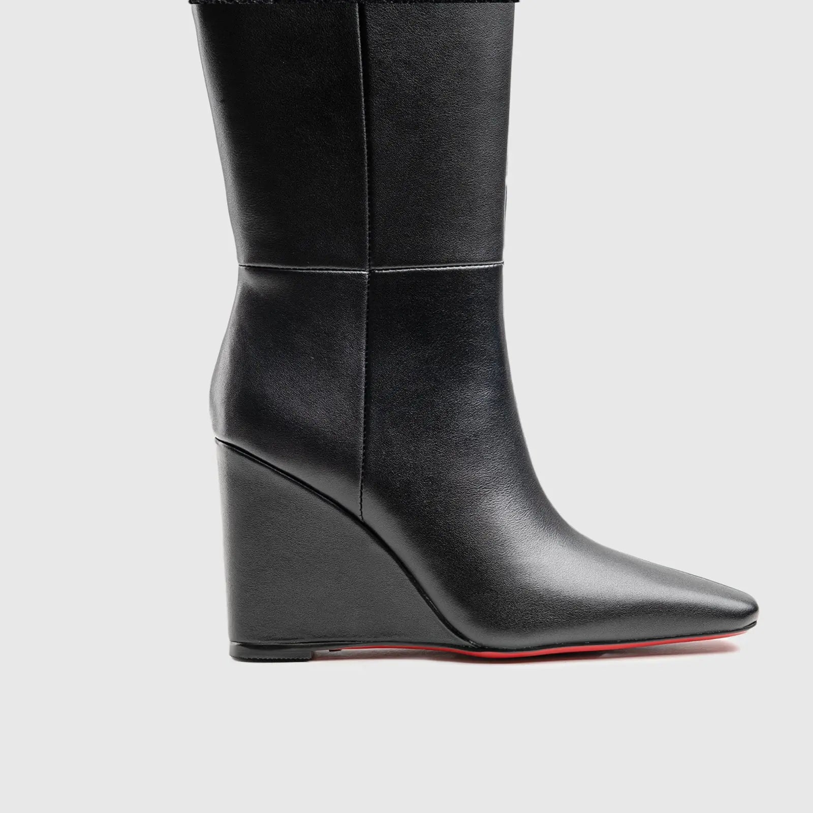Leather Wedge Boots Black Lar004