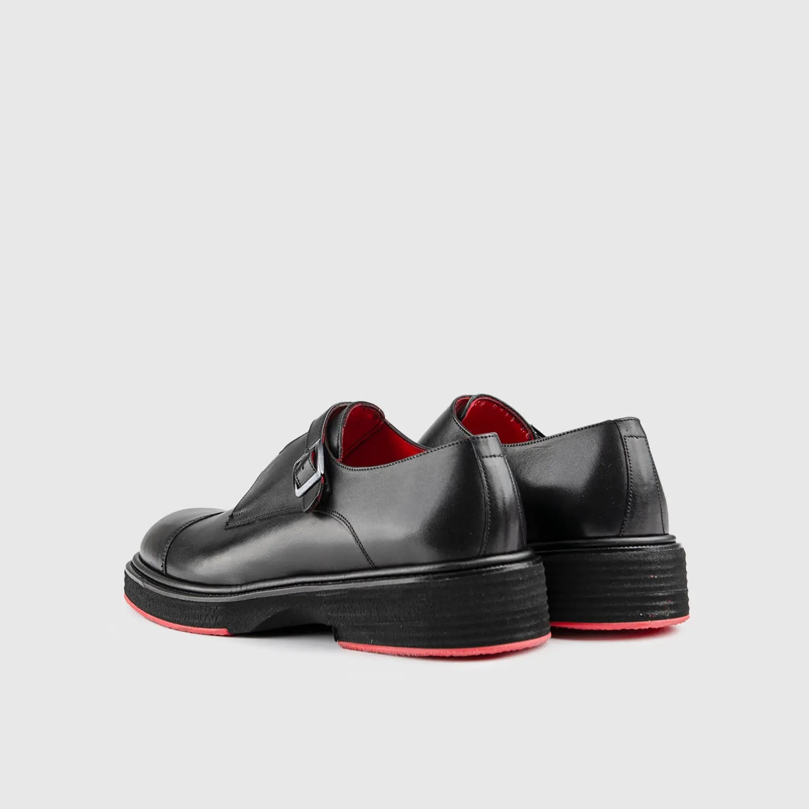 Chunky Sole Dress Monk Strap Loafers Black 0156