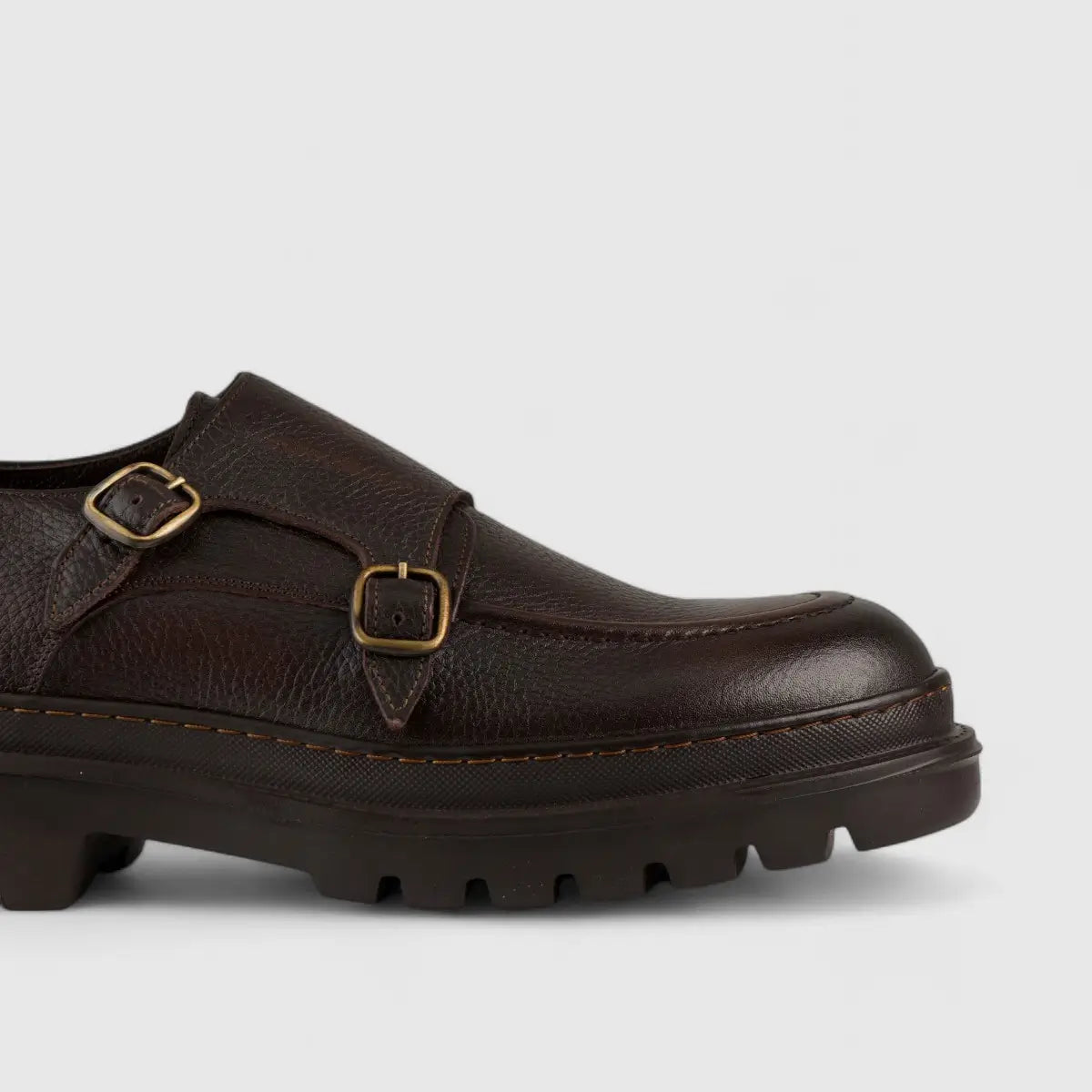 Formales Chunky Sole Dress Double Monk Loafers Brown 2303