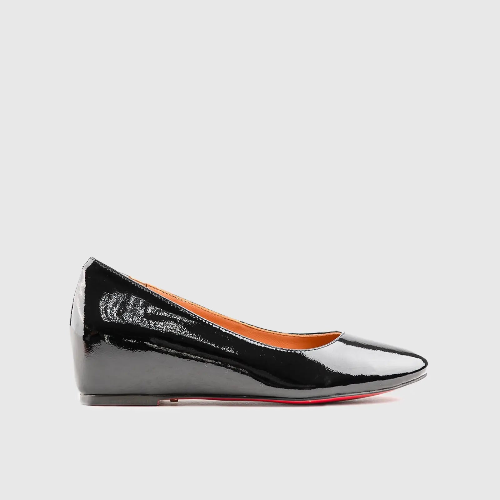 Leather Dress Wedge Black Lar013
