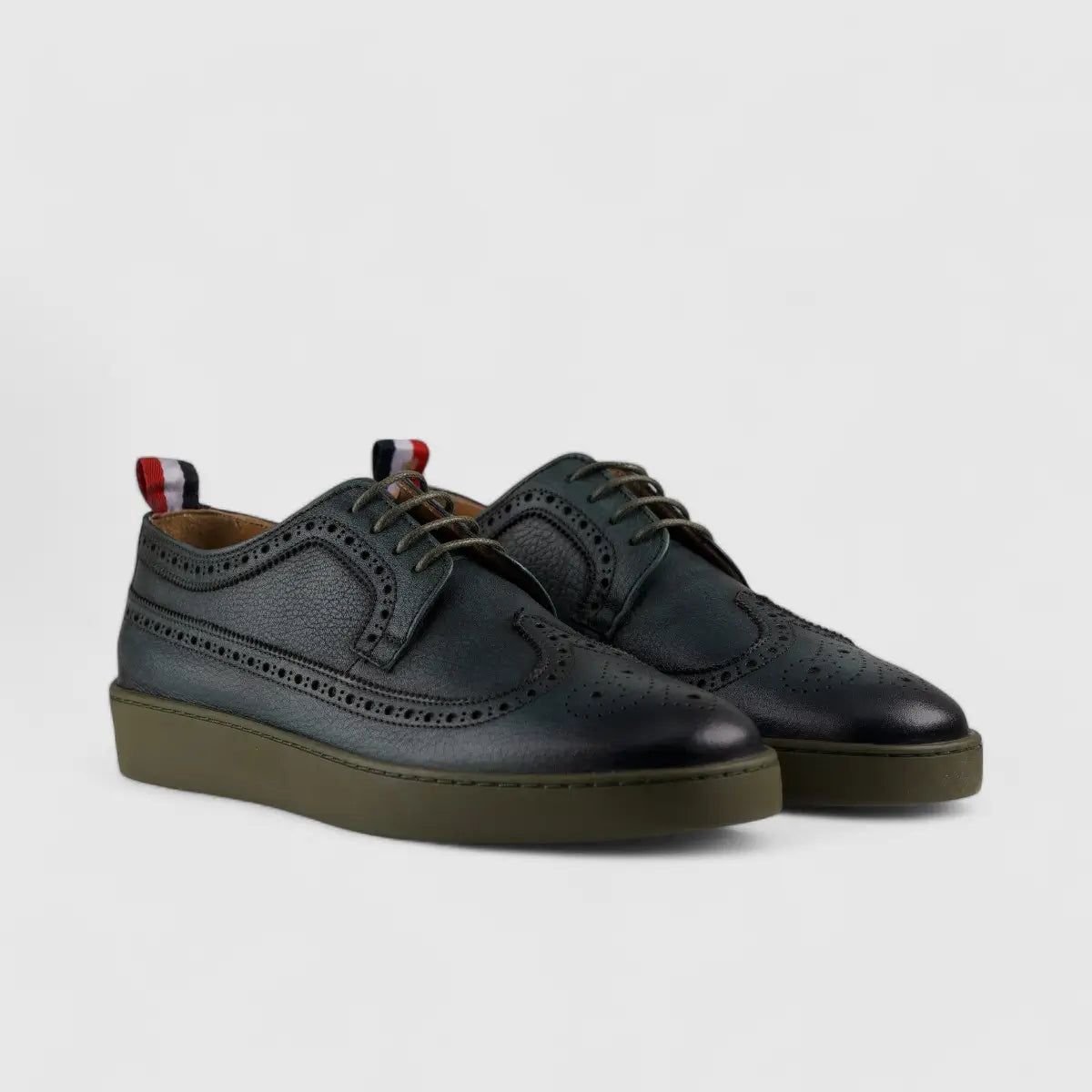 Formales Lace Up Leather Sneaker Olive 4346
