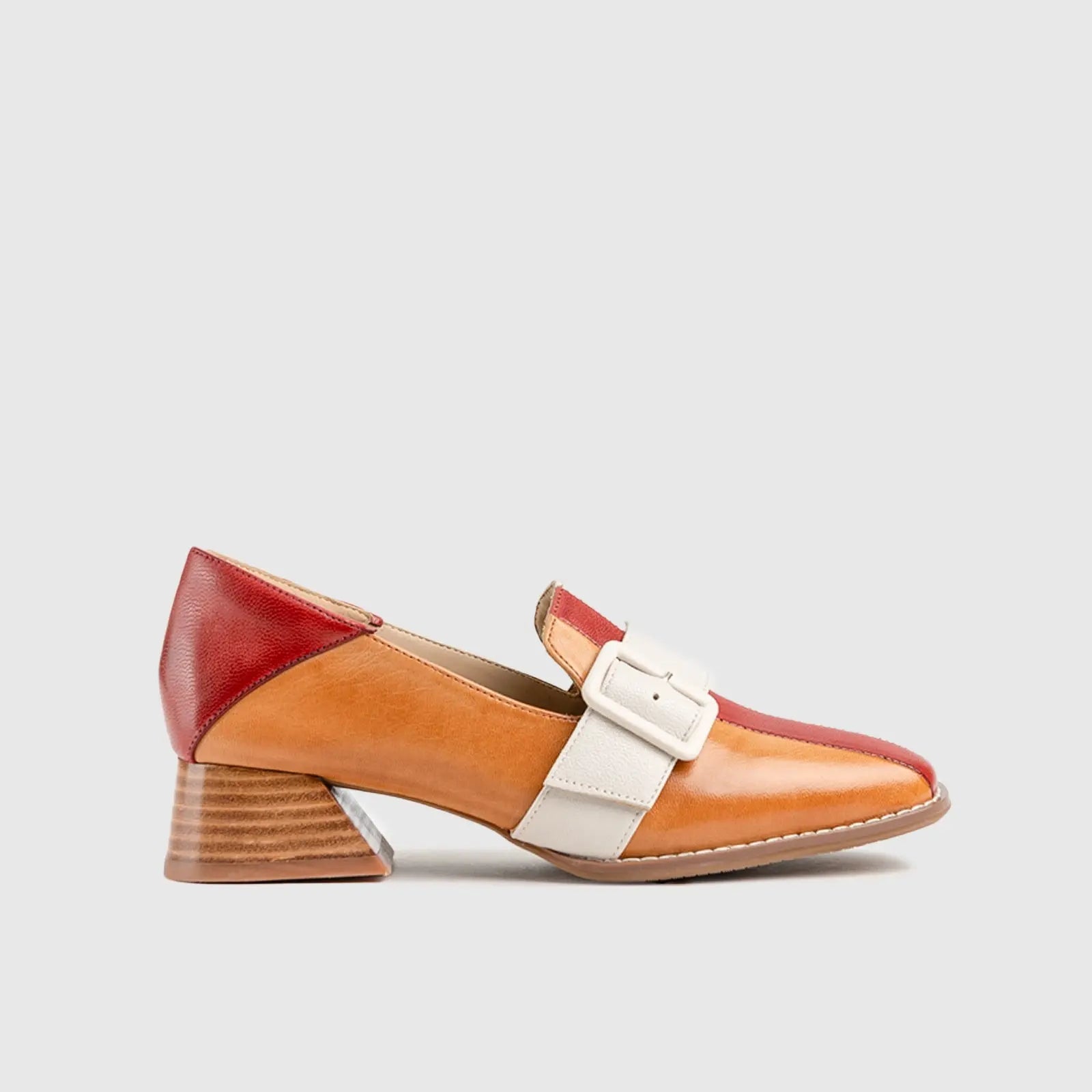Leather Oxfords Brown/White/Red HA009