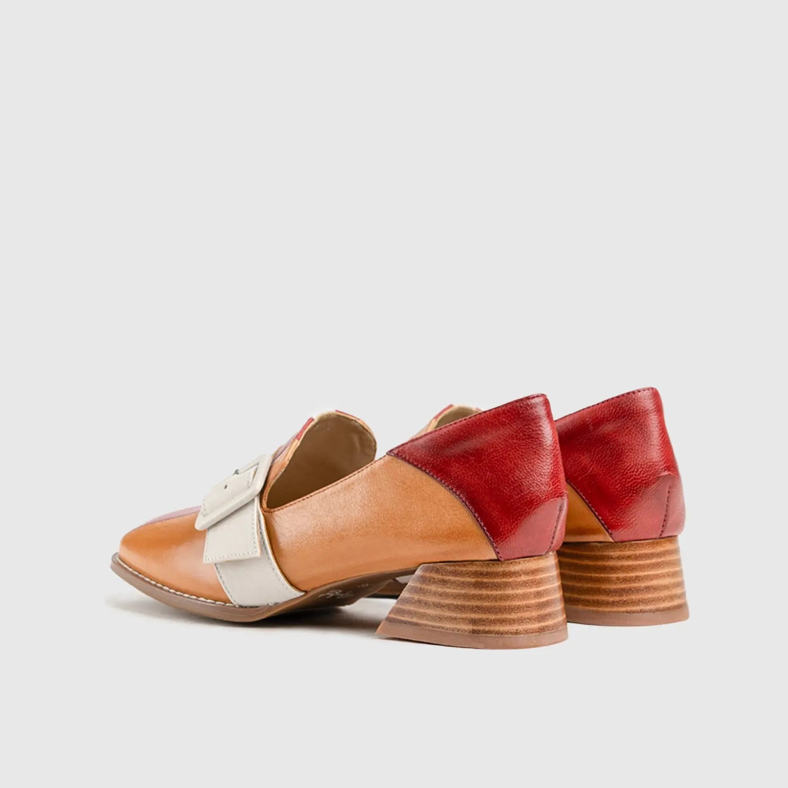 Leather Oxfords Brown/White/Red HA009