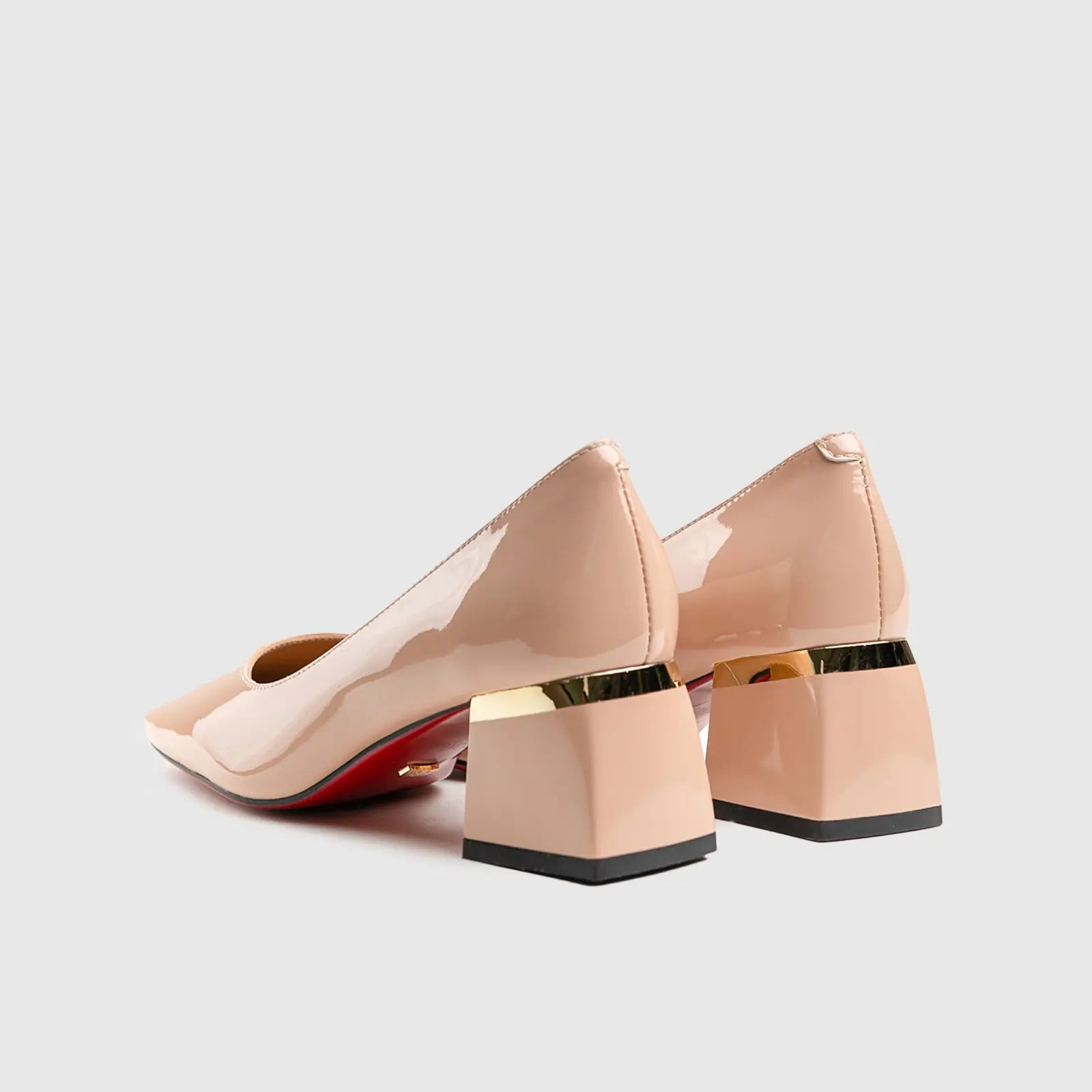 Leather Block Heel Court Pink Lar012