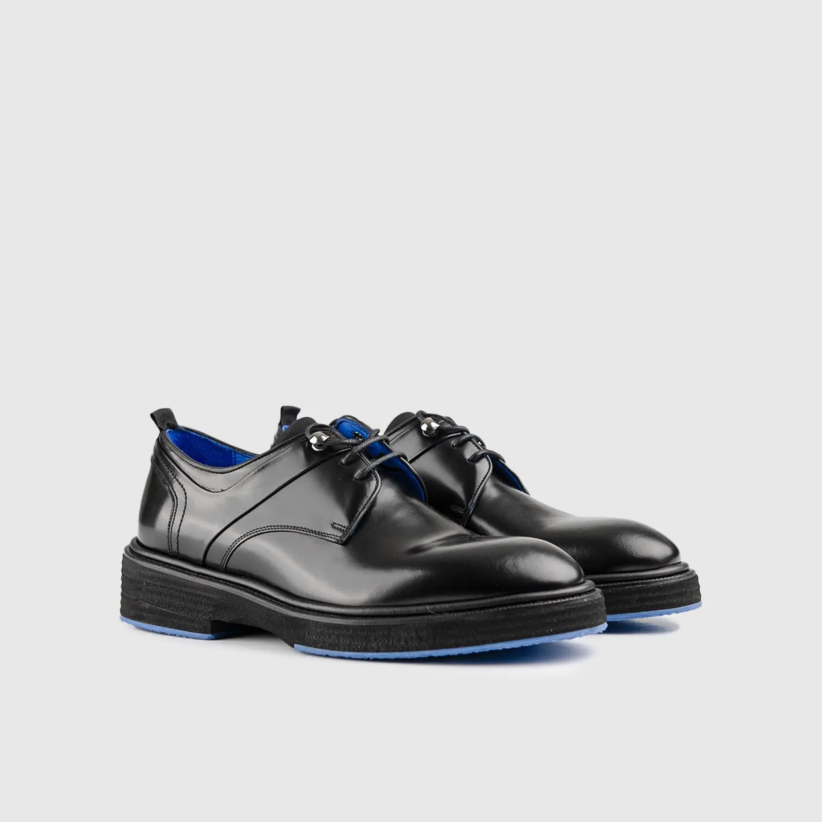 Chunky Sole Dress Oxfords Black High Shine 2317