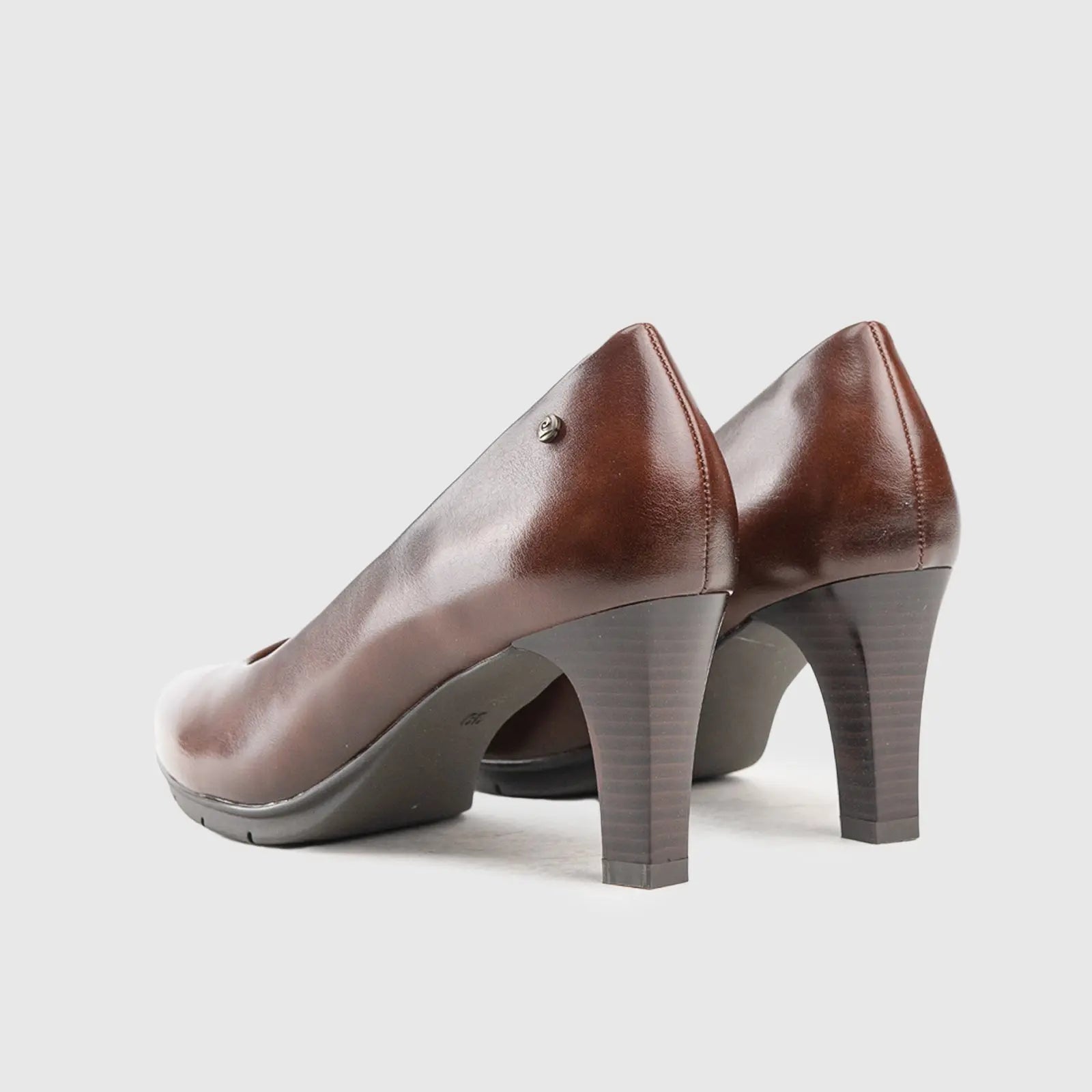 Block Heel Court Shoe 10283 Brown