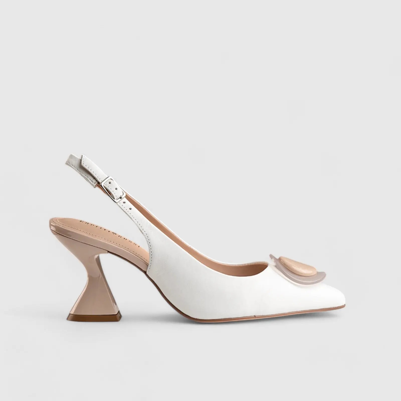 Dress Court Heel White/Beige 11190