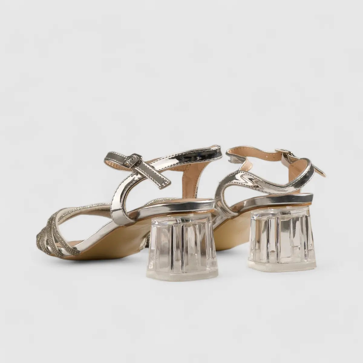 Bulbul Perspex Heel Evening  Sandal Silver HAR003
