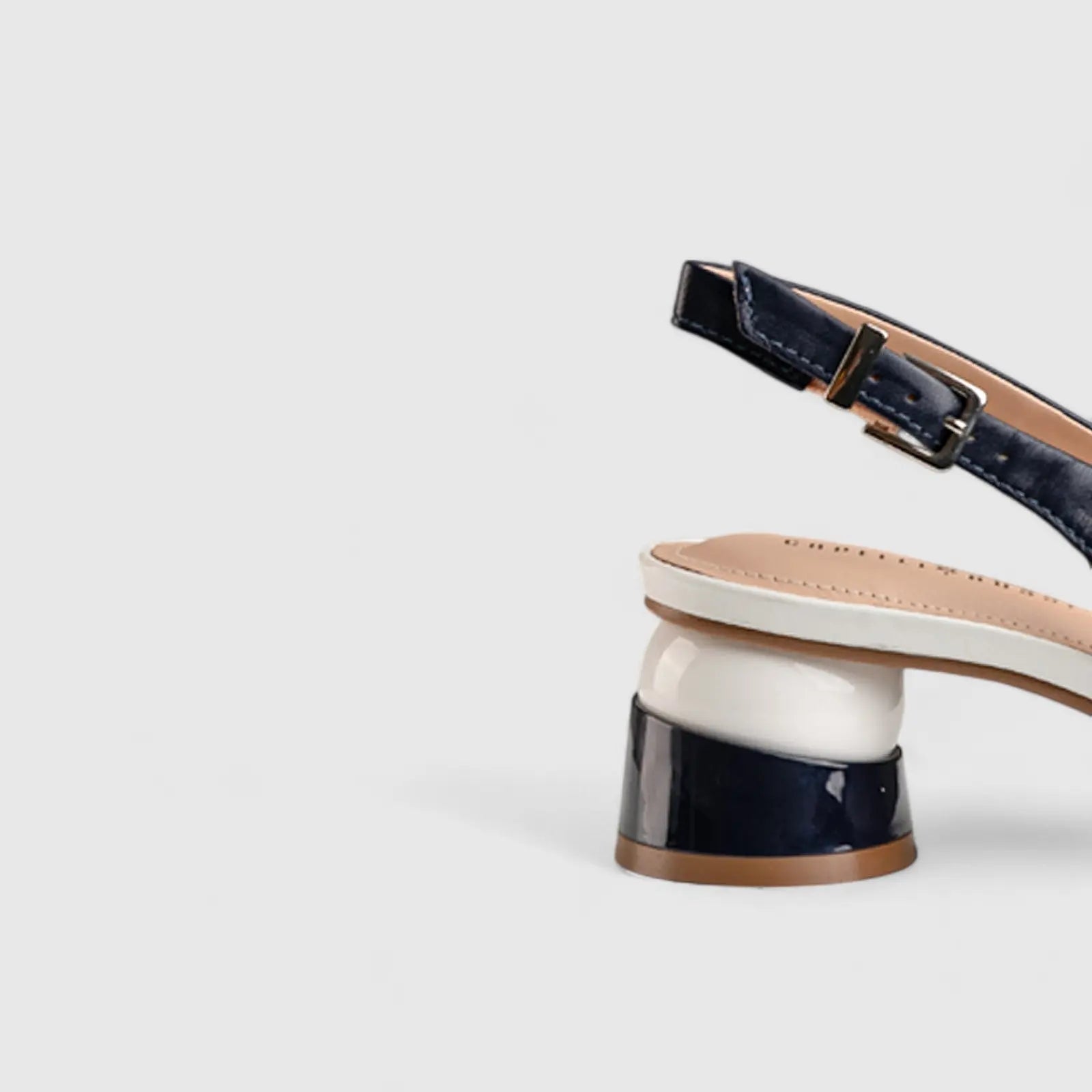Block Heel Leather Sandal Blue 7059