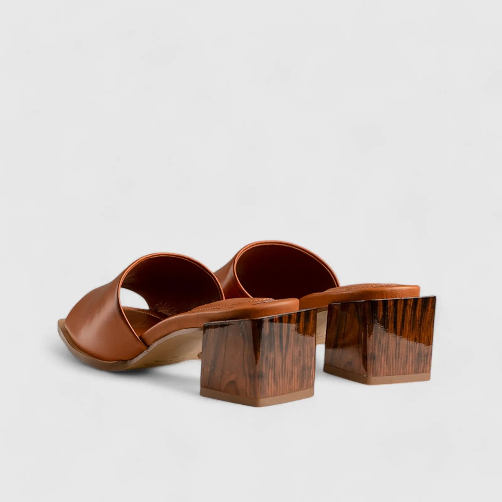 Block Heel Mule Sandal Orange/Brown 10805