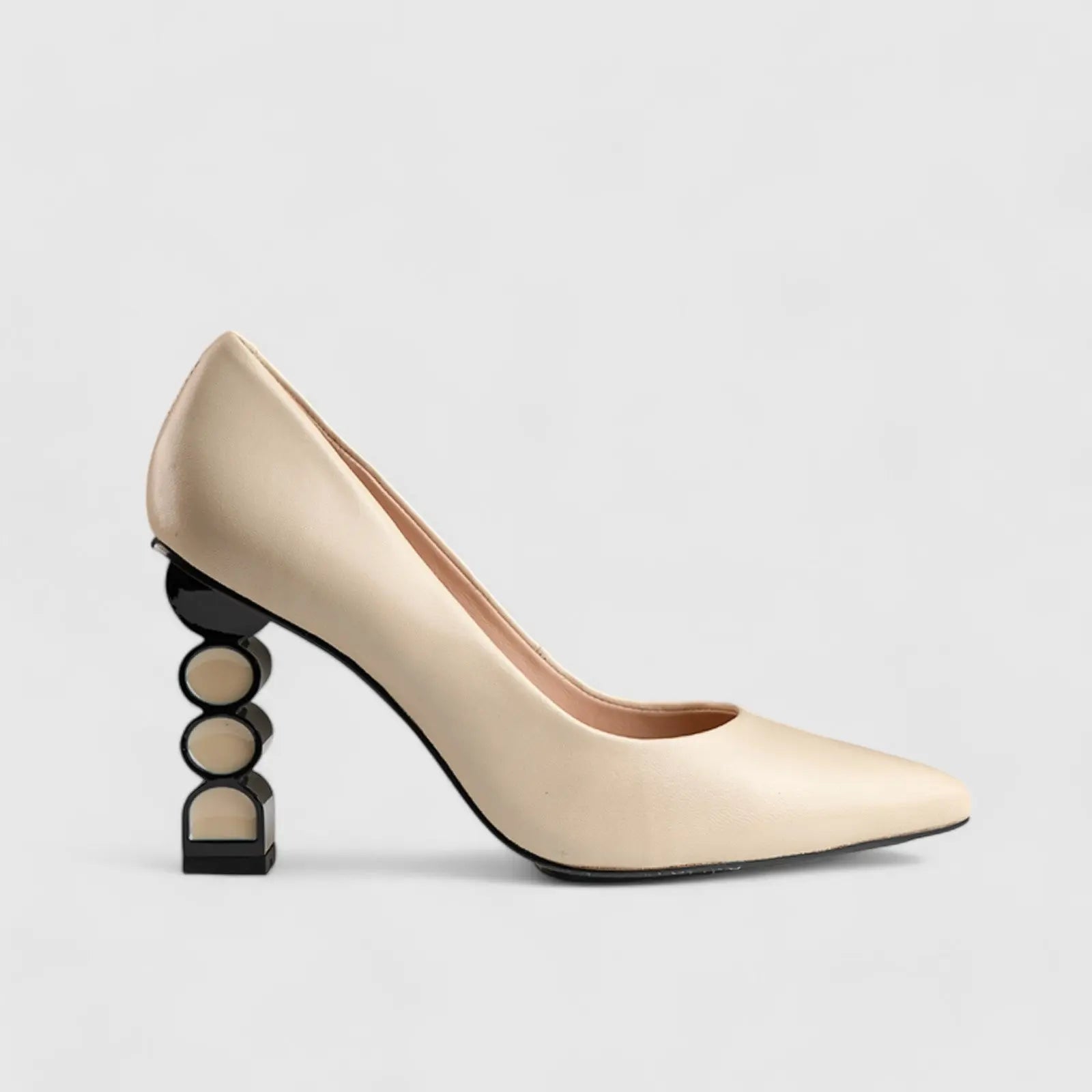 Dress Court Heel Beige/Black 9649