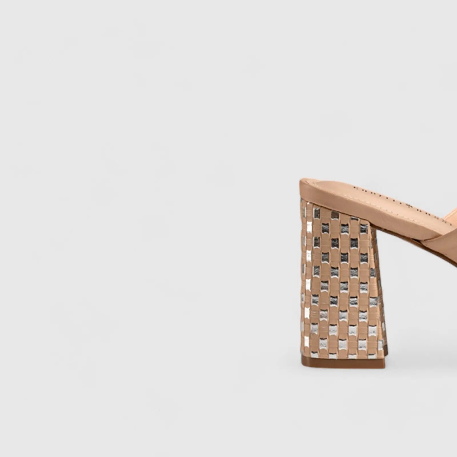 Block Heel Mule Sandal Beige 11197