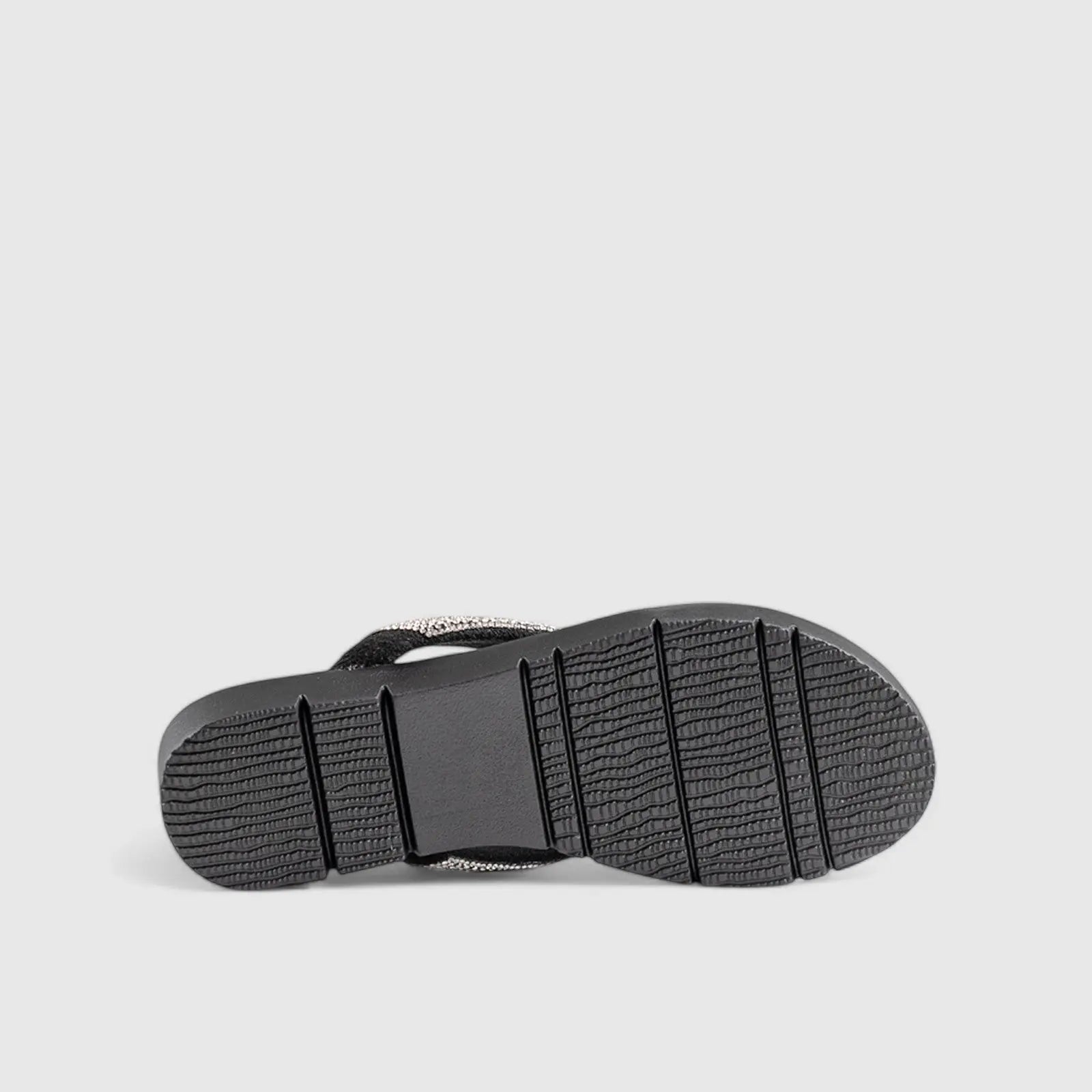 Flat Bling Sandal Black 01639