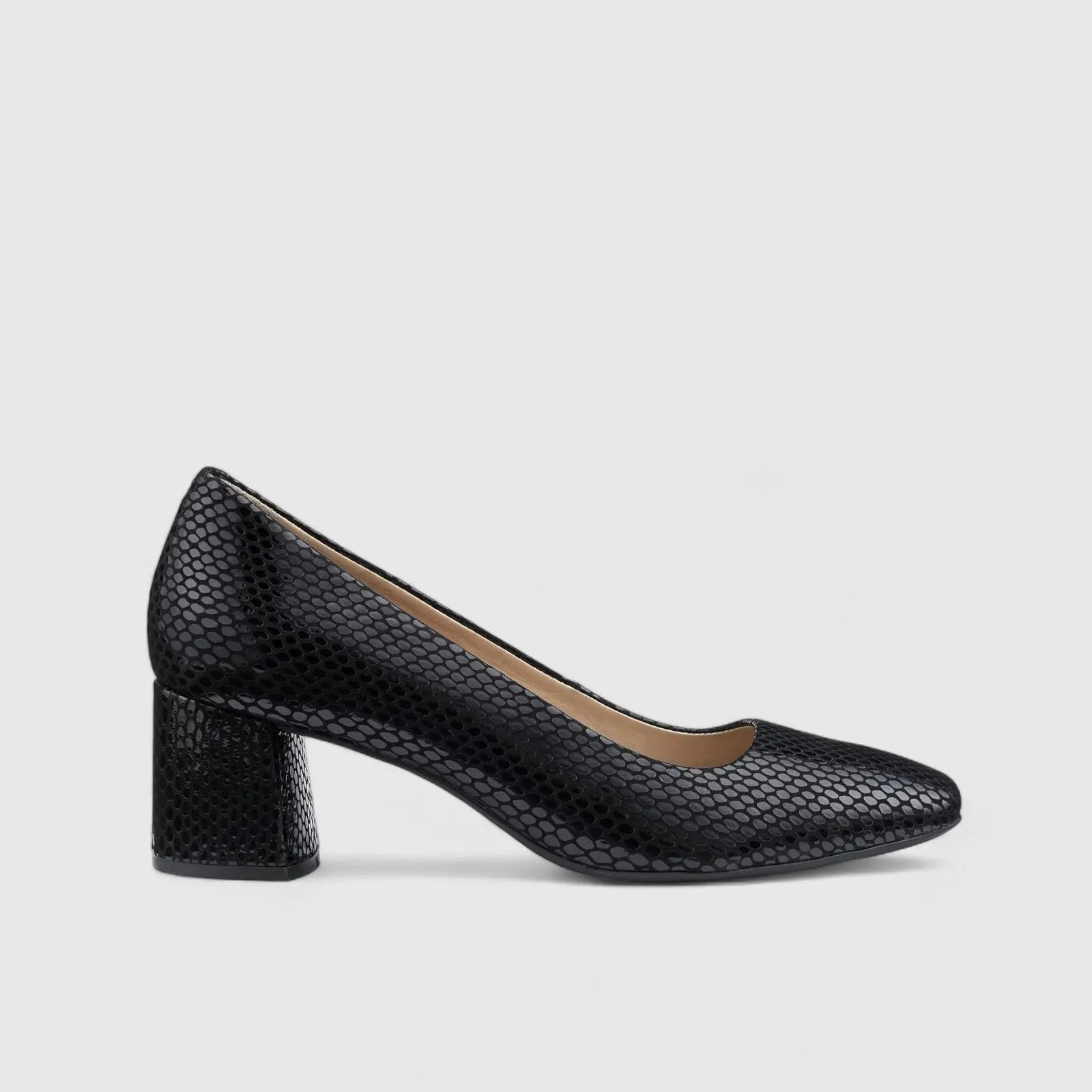 Polka Comfort Heel Court Shoe Black