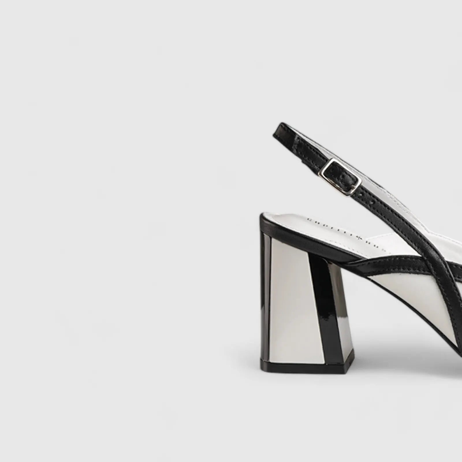 Block Heel Court Slingback White/Black 11201