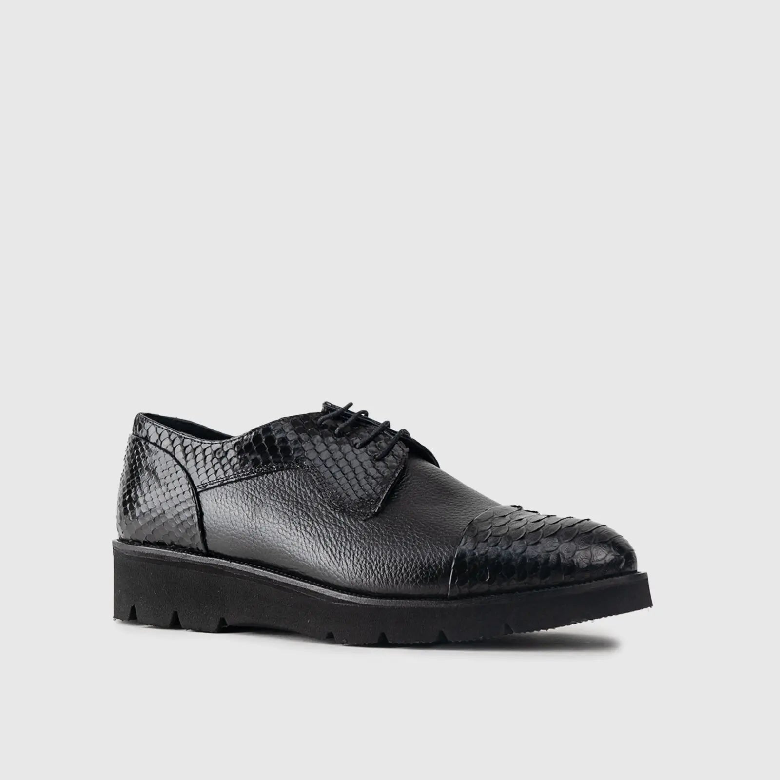 Chunky Sole Dress Oxfords 66292 Black Snake