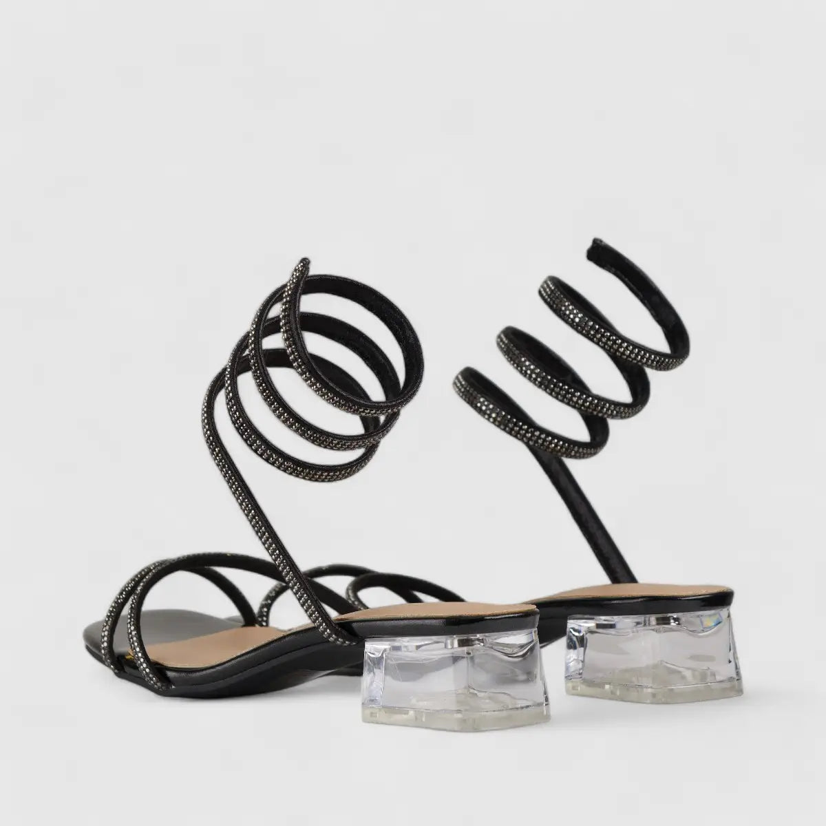 Bulbul Perspex Heel Bling Sandal Pewter LU003