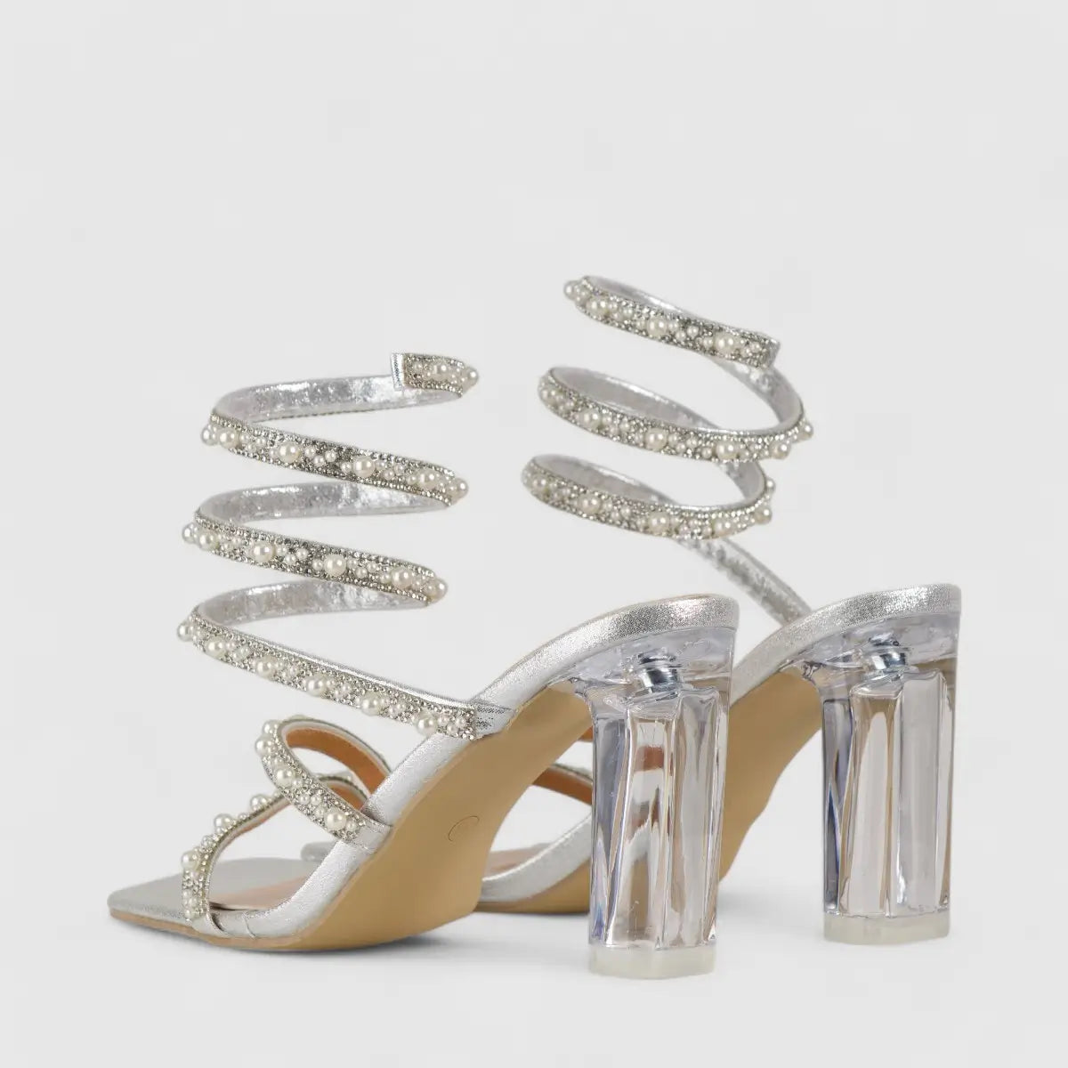 Bulbul Perspex Heel Bling Sandal Silver HAR002