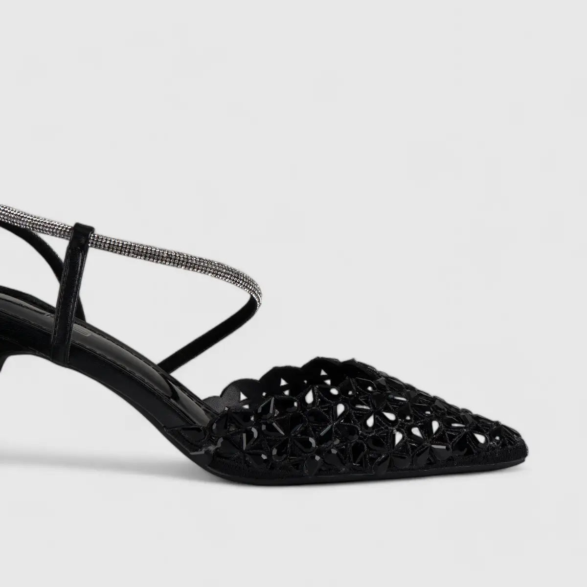 Bulbul Evening Slinback Short Heel Black LI003