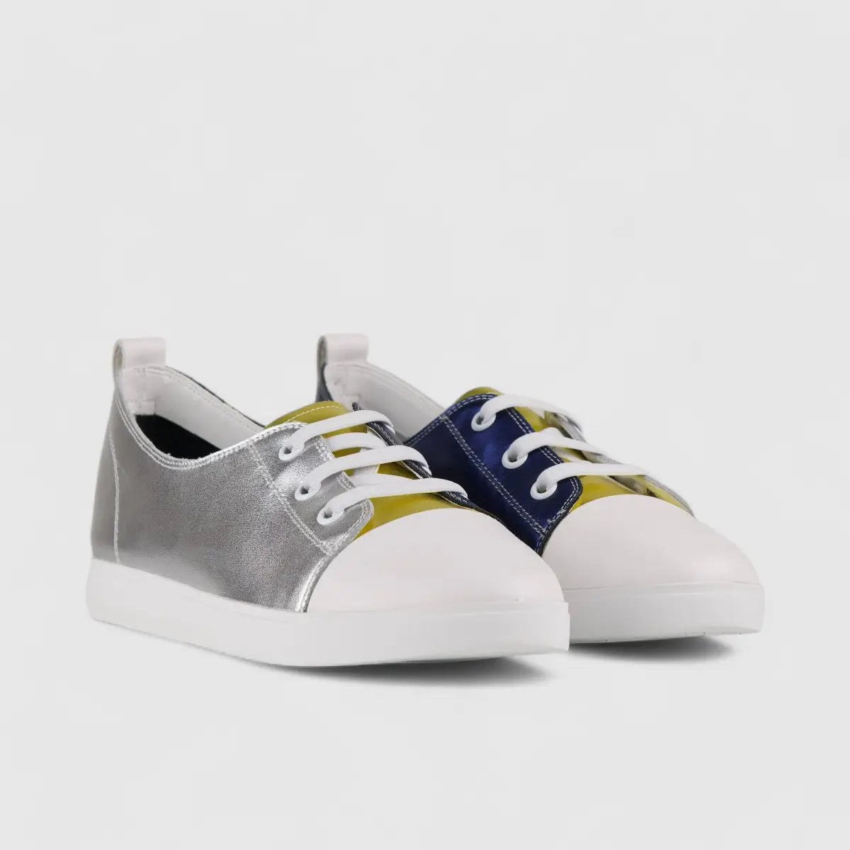 Morbido Ladies Leather Statement Sneakers Silver 1719-6